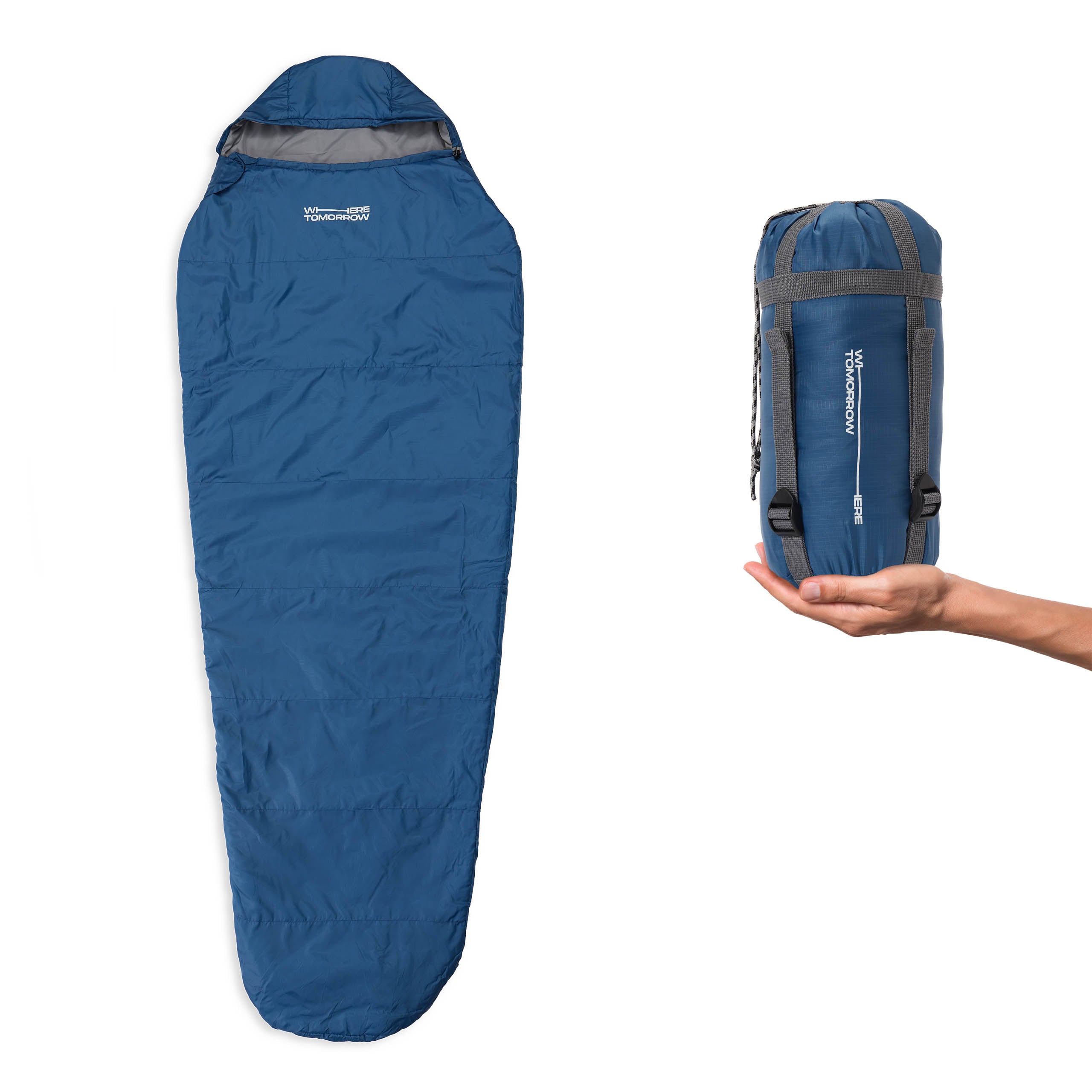 Camping Schlafsack Small & Light Royalblau mit wasserabweisendem Material, Kompaktmaß und praktischem Packsack für Outdoor und Reisen.