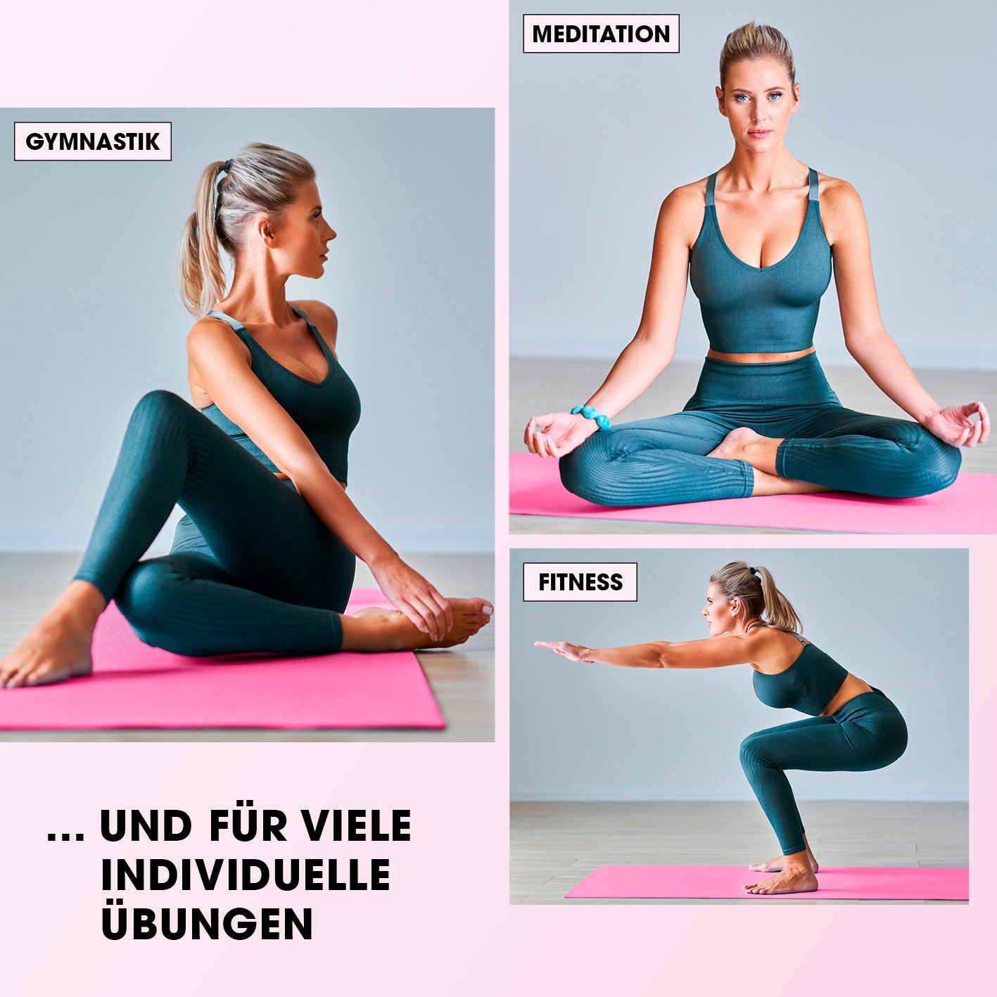 Fitness- und Gymnastikmatte - 183 x 61 x 2 cm - Pink, rutschfest und robust, ideal für Gymnastik, Meditation und Fitnessübungen.