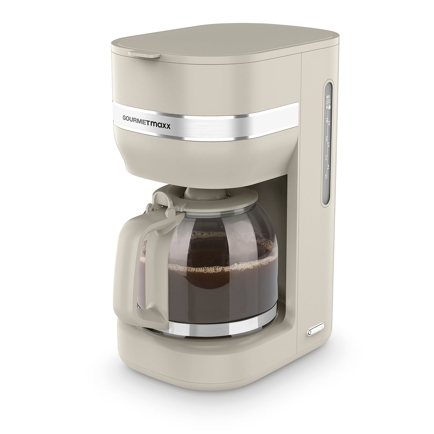 Kaffeemaschine mit Glaskanne & Warmhaltefunktion - 1,5 l - Vanille mit Wasserstandsanzeige und 40-Minuten Warmhaltefunktion.