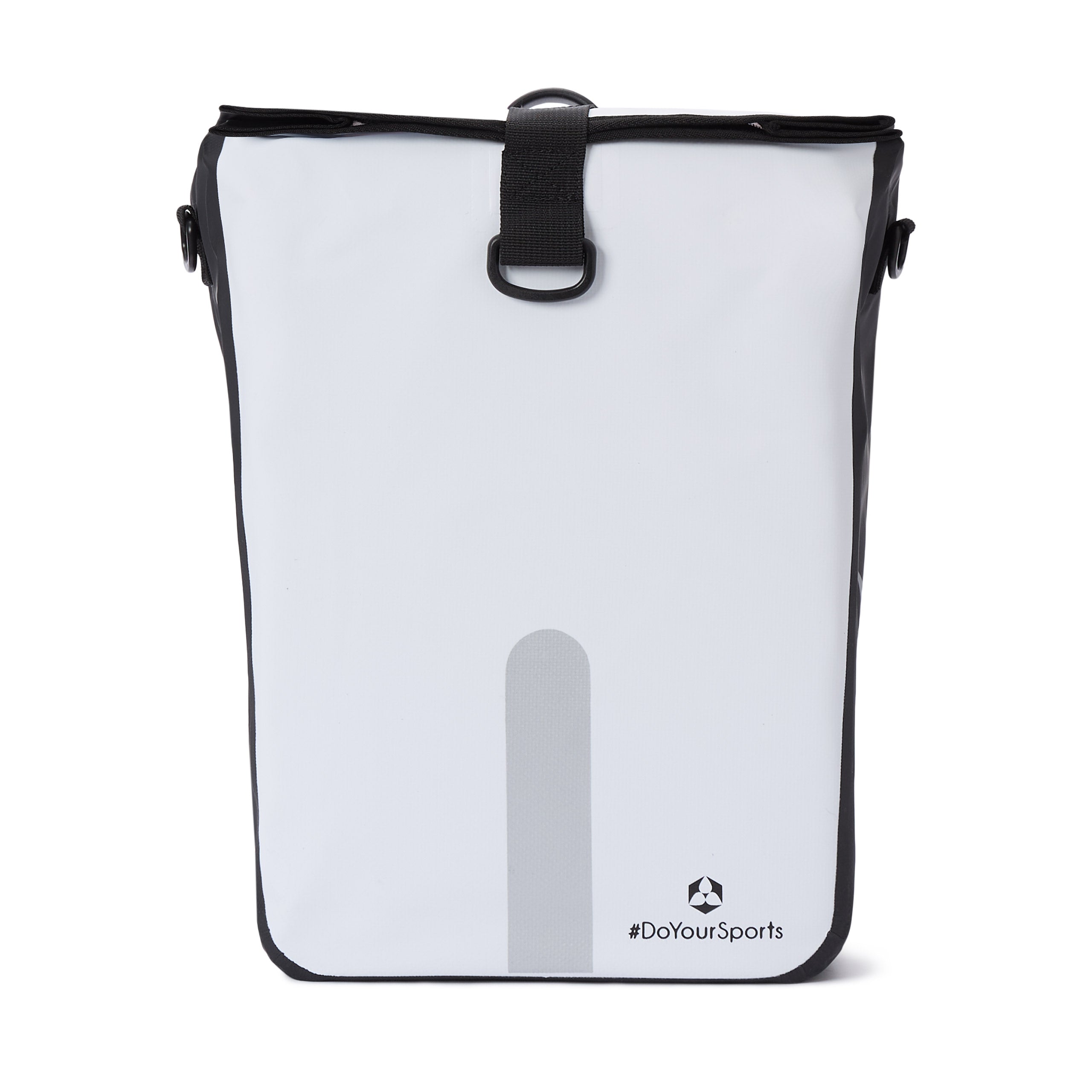 Wasserdichte Fahrradtasche Roll-Top - 21 L - Weiß, 3-in-1 Funktion, reflektierend, wasserfest, mit Schnellverbindungssystem für Gepäckträger.