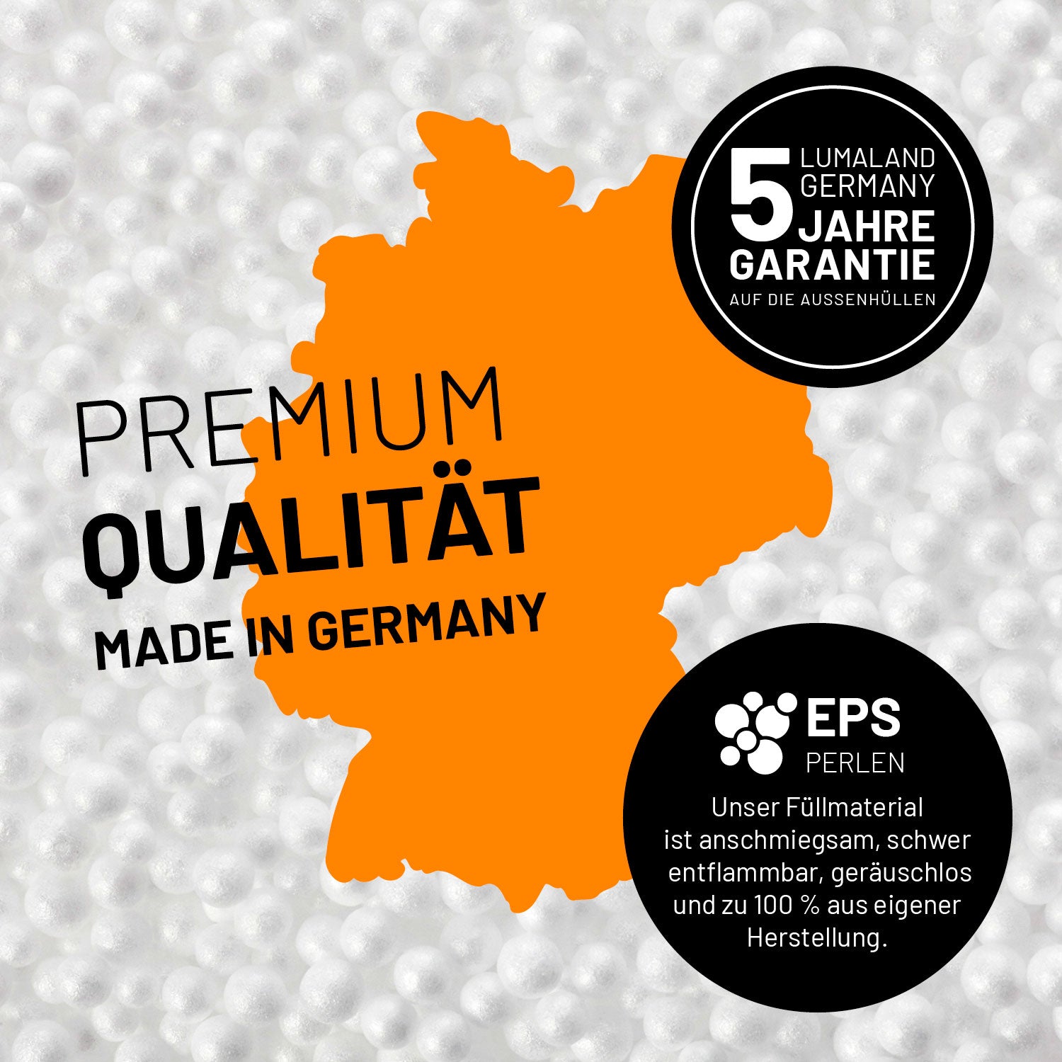 XXL Microvelours Sitzsack (380 L) - indoor - Rot mit 5 Jahre Garantie, Füllmaterial EPS-Perlen, made in Germany, Premium Qualität.