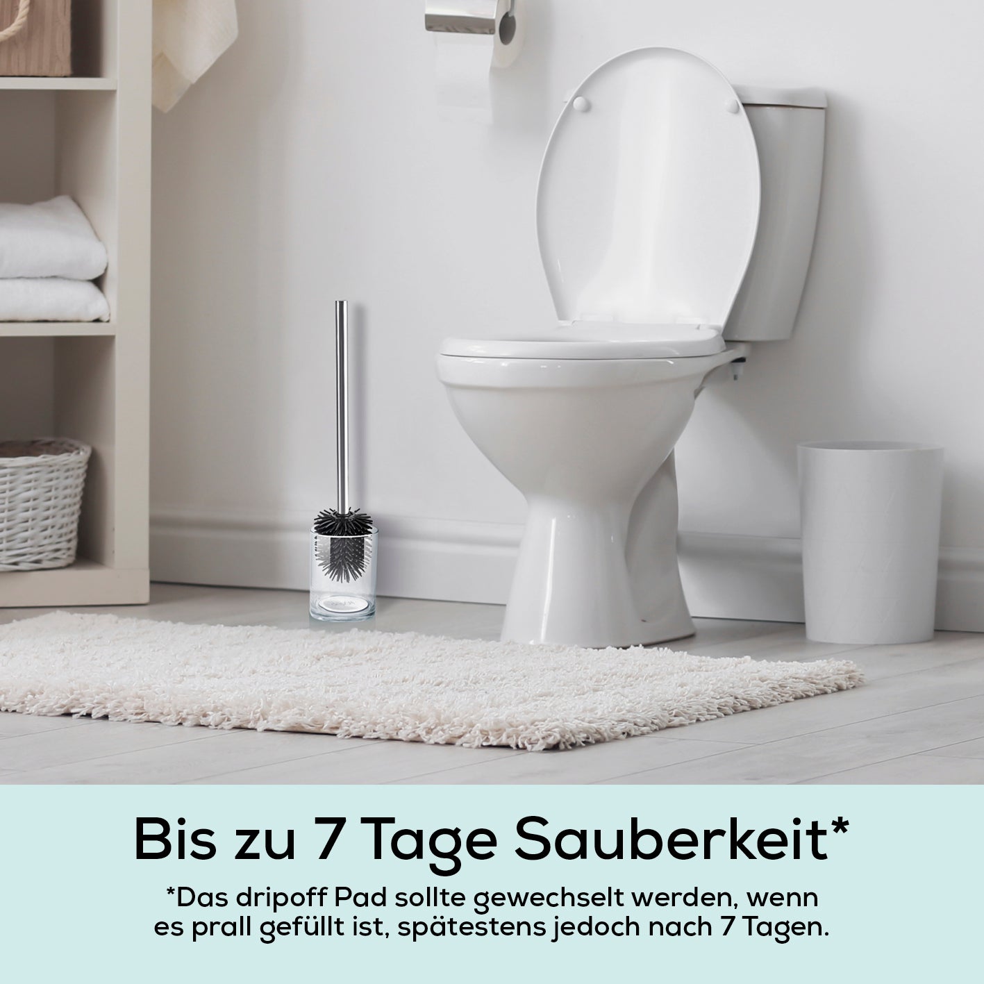 Anti-Nässe-Pad - Einsatz für WC-Bürstenhalter - 50er-Set saugt Tropfwasser auf und verhindert Pfützenbildung bis zu 7 Tage Sauberkeit.