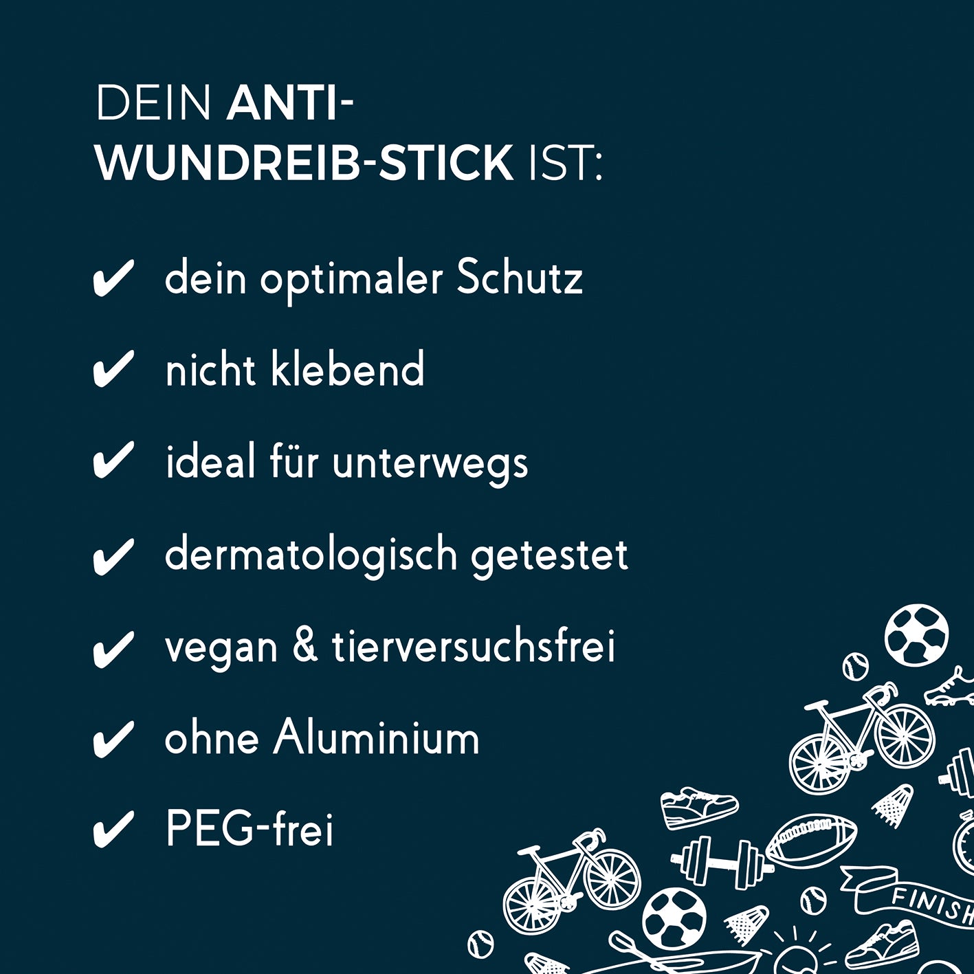 Kosmetikum - Anti-Wundreib-Stick - Sport - 2er-Set, optimaler Schutz, nicht klebend, dermatologisch getestet, vegan, aluminium- und PEG-frei.