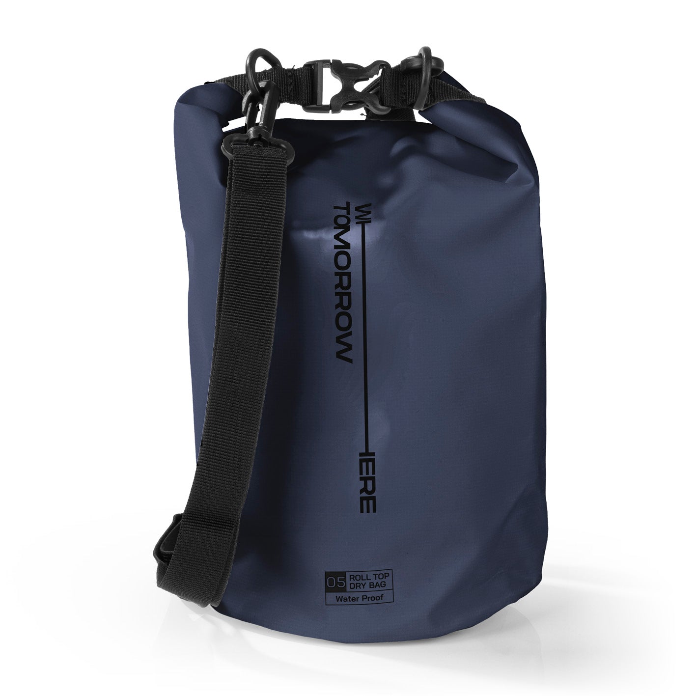 Dry Bag 5L - Style 02 - Dunkelblau, wasserfester Rolltop-Rucksack mit verstellbarem Schultergurt für sicheres Outdoor-Abenteuer.