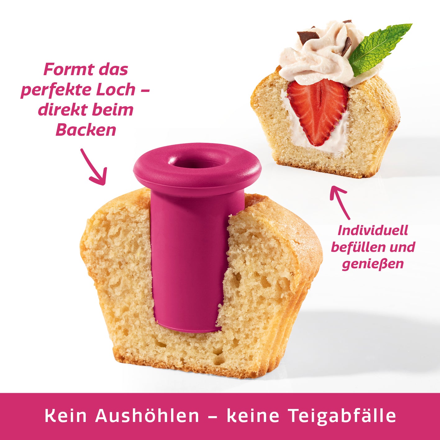 Silikon-Backförmchen - 12er-Set formt perfekte Löcher direkt beim Backen für einfache und saubere Befüllung ohne Teigreste.