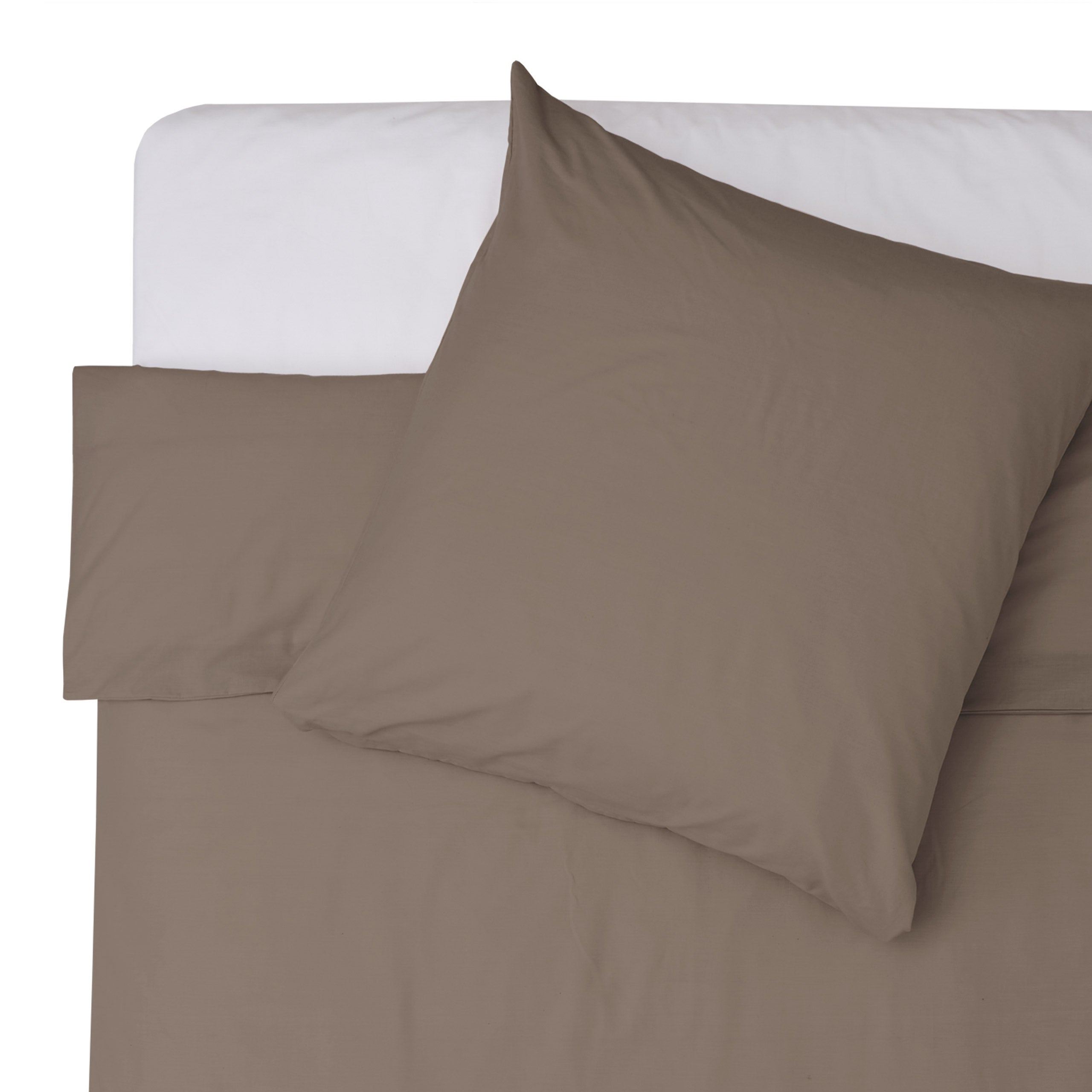Premium Bettwäsche Everyday - Ganzjahres Bettbezug 155x200 cm & Kissenbezug 80x80 cm in Taupe, weiche Polycotton Qualität.