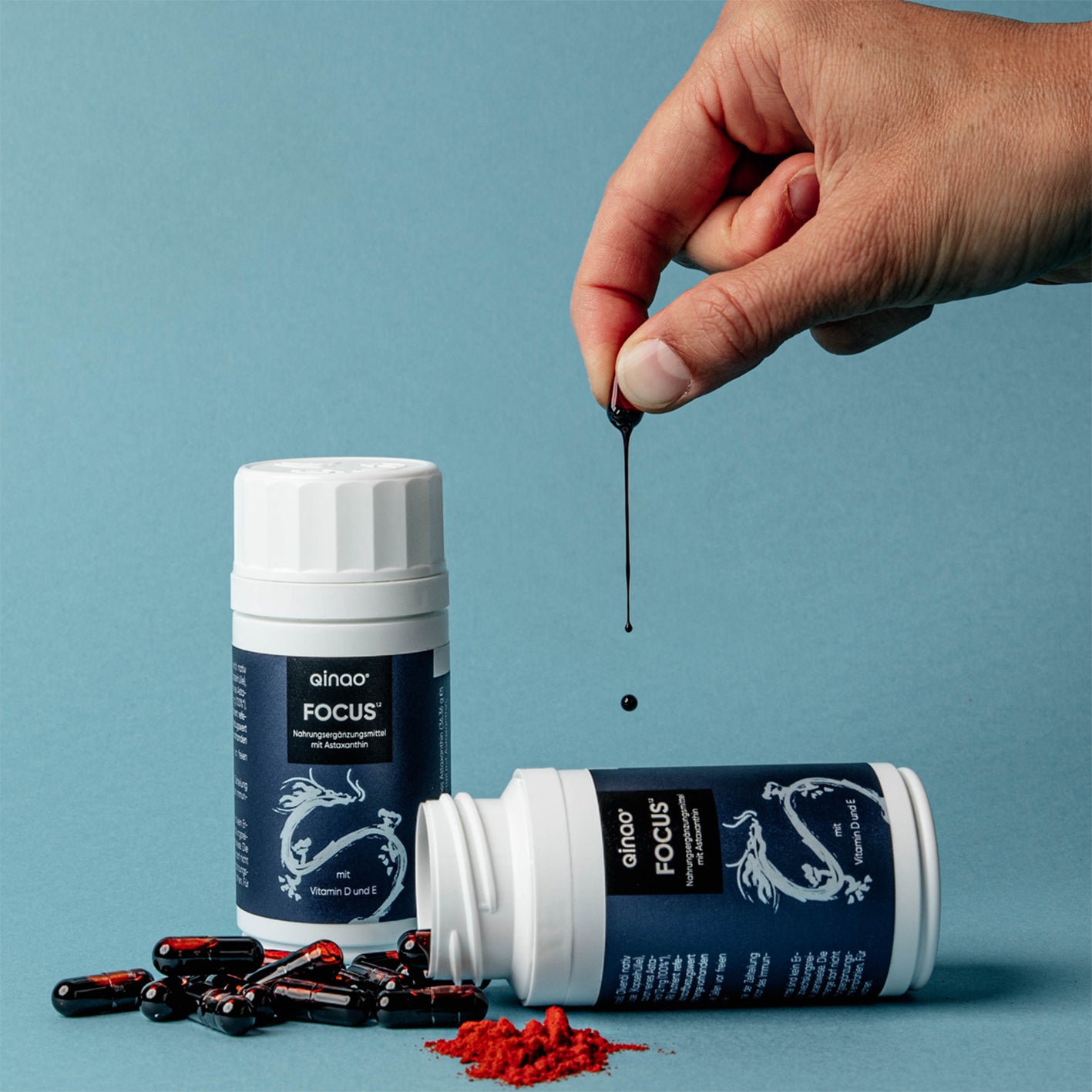 Nahrungsergänzungsmittel FOCUS - 60 Kapseln mit Astaxanthin, Vitamin D und E, vegan, glutenfrei, zur Unterstützung der geistigen Leistungsfähigkeit.