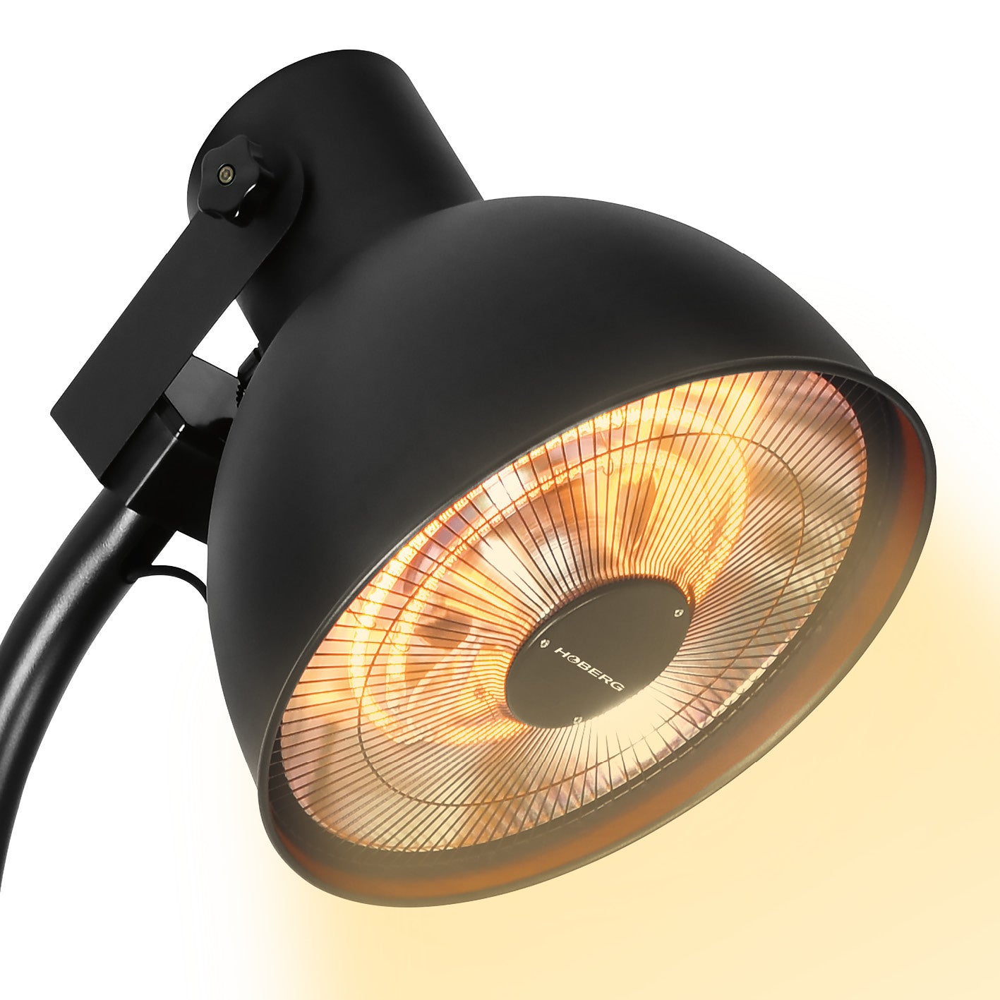 Infrarot-Heizstrahler mit Standfuß, Carbon-Heizelement, stufenlos einstellbar, Fernbedienung, modernes Lampen-Design, warm und sicher.