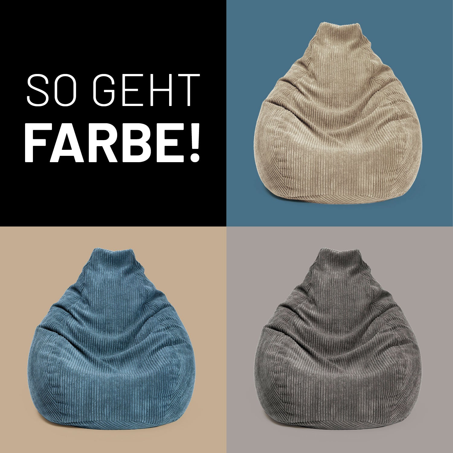 Sitzsack GIANT aus der Cord-Reihe - Navyblau in verschiedenen Farben, kuschelig, robust und modern für gemütliche Wohnräume.