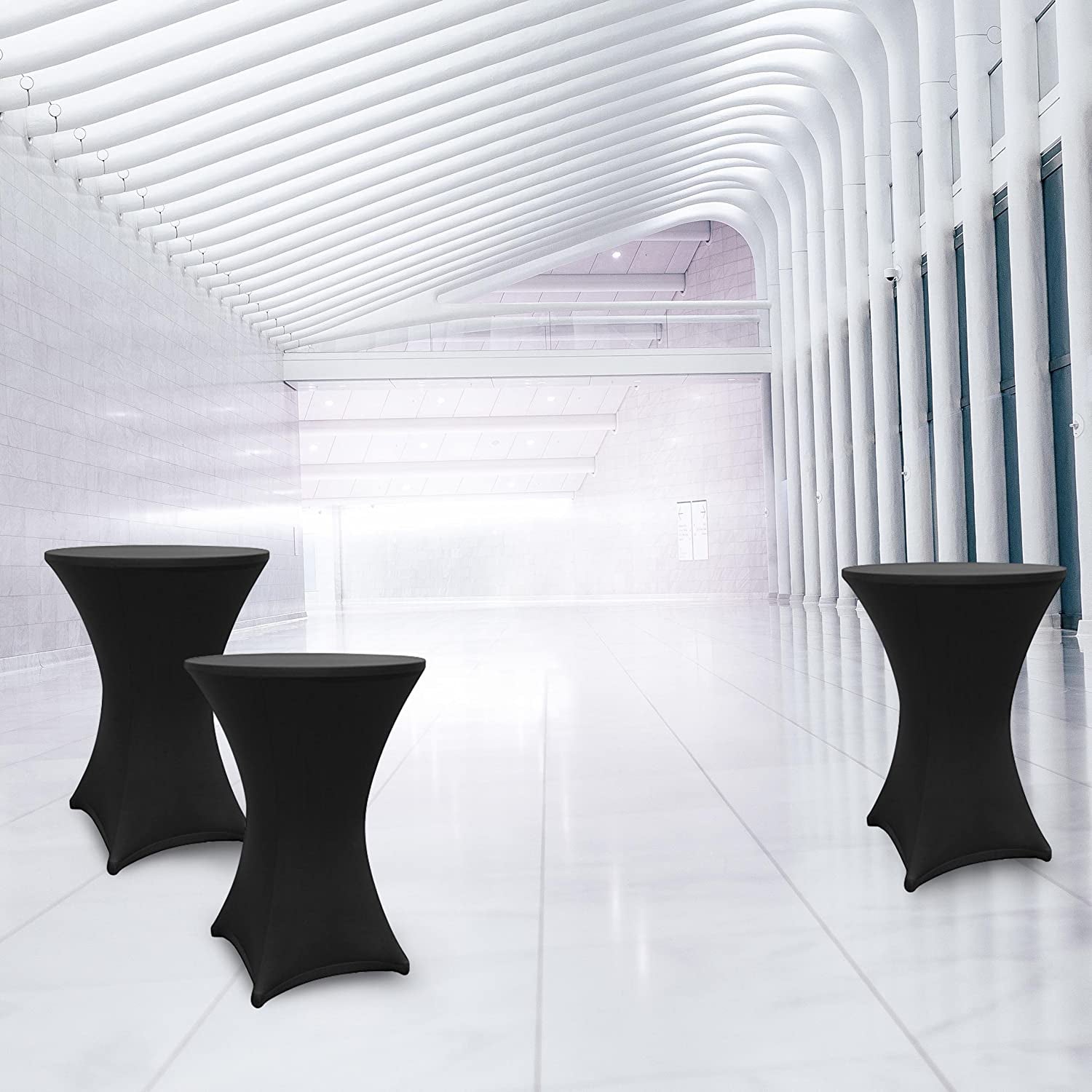 Stehtischhusse Tisch Bezug Husse Ø 80-85 cm Schwarz 5er-Set elegante Passform schmutzabweisend abwischbar für Stehtische innen außen
