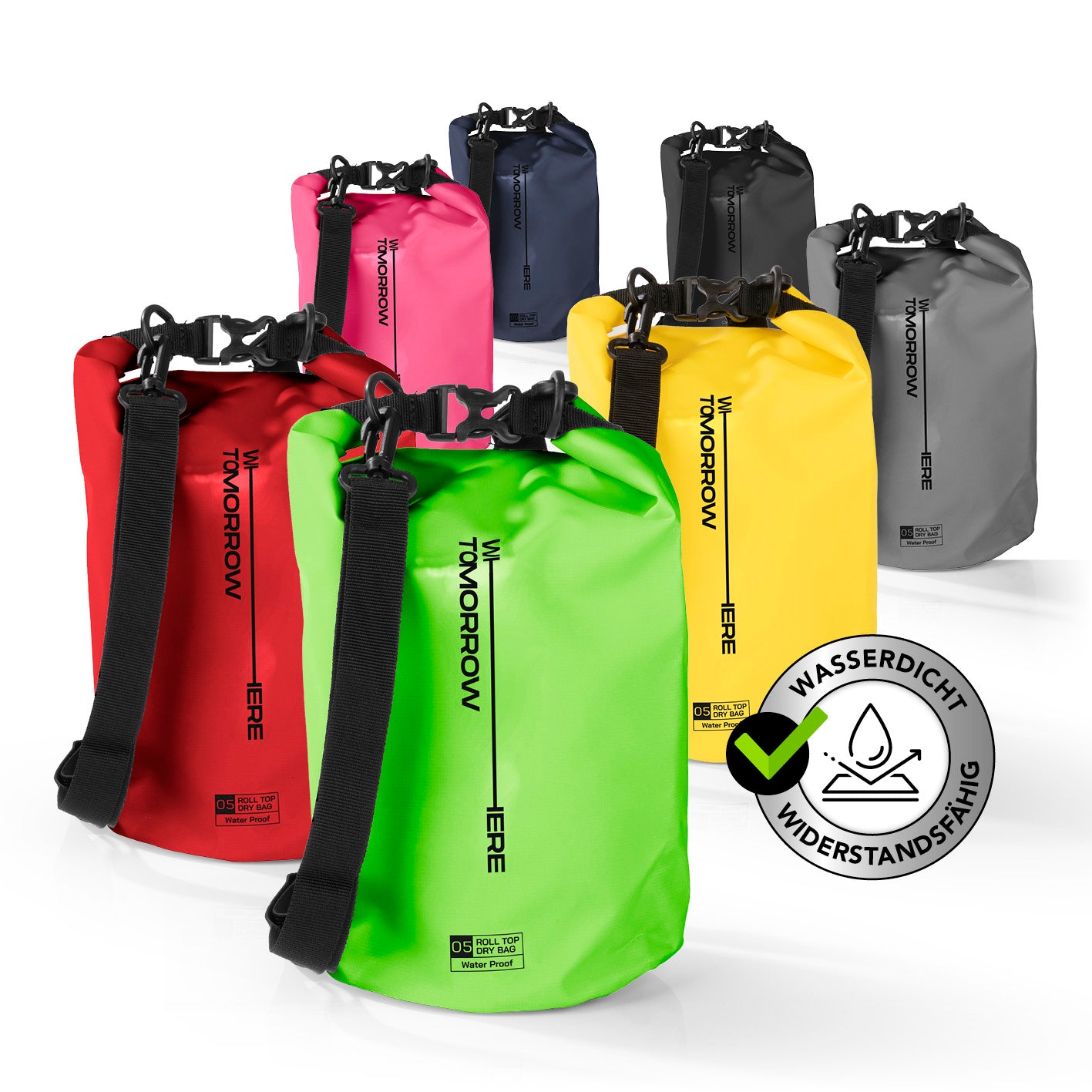 Dry Bag 5L - Style 02 - Grün, wasserdichter, robuster Outdoor-Rucksack mit verstellbarem Schultergurt und Rolltop-Verschluss für sicheren Schutz.