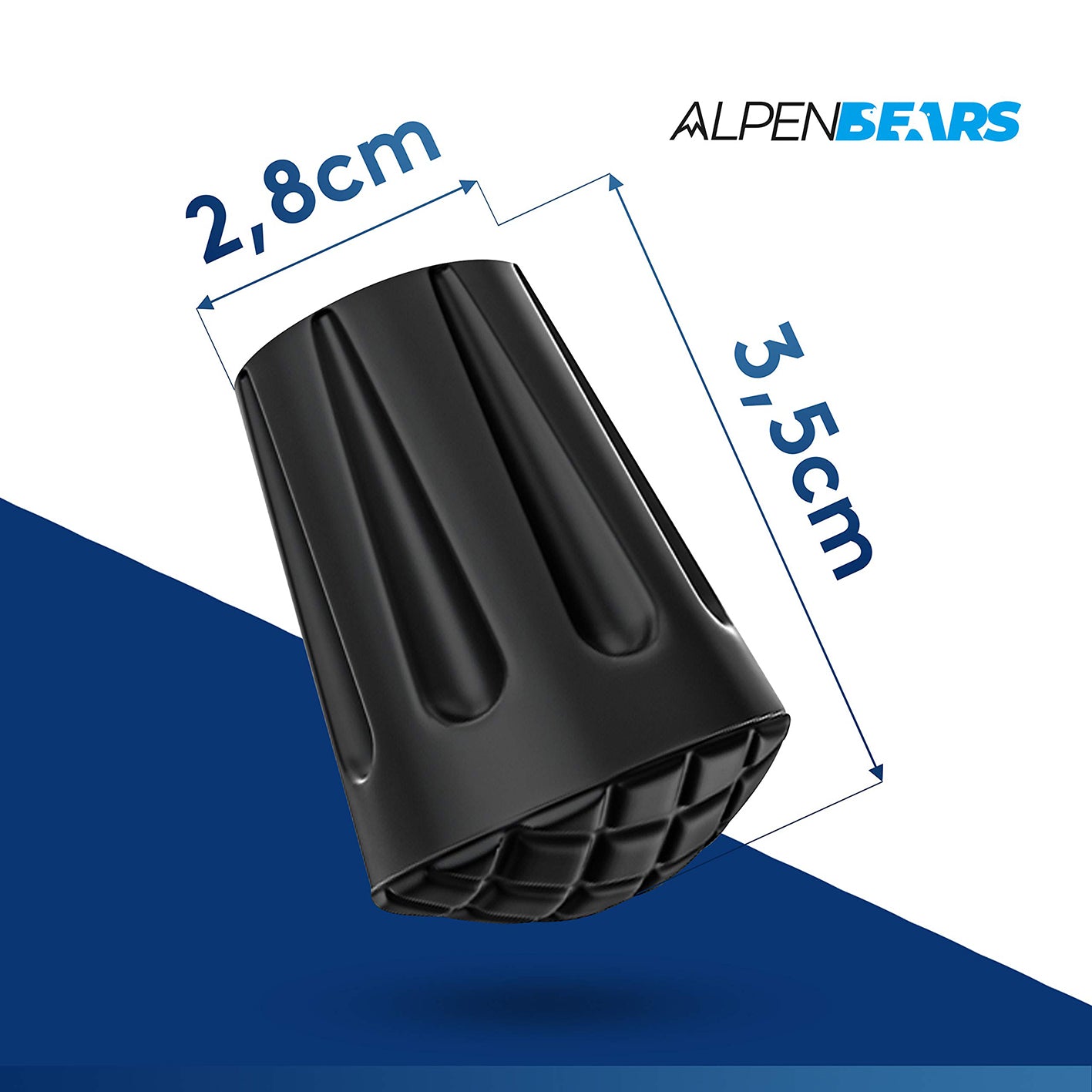 Wanderstock Aufsatz-Set - 14 Stück - Asphalt Gummipuffer mit 2,8x3,5 cm für leises, schonendes Gehen auf Asphalt und Kies.