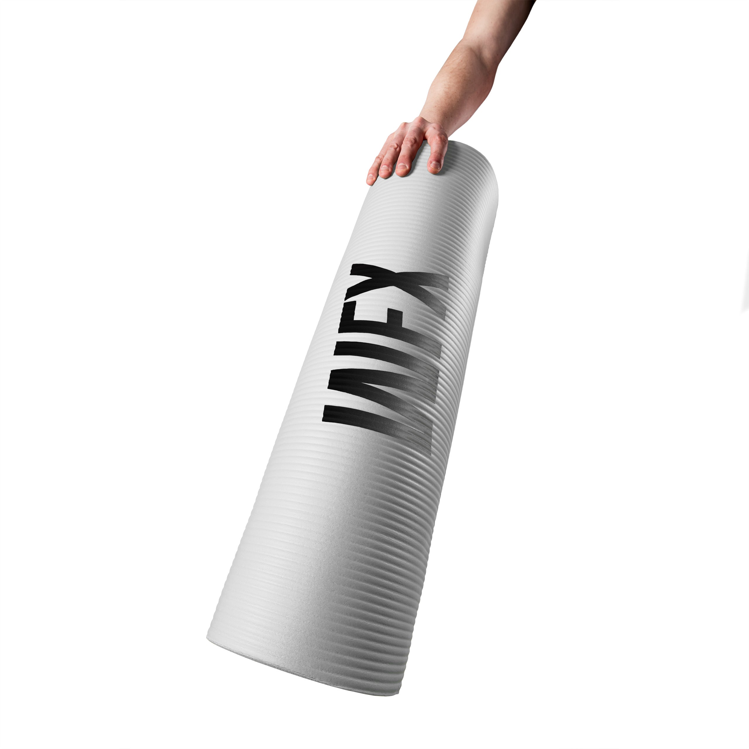 Fitness- & Gymnastikmatte - 183 x 61 x 1,2 cm - Weiß, rutschfest, robust, weich, platzsparend und leicht mit Tragegurt.