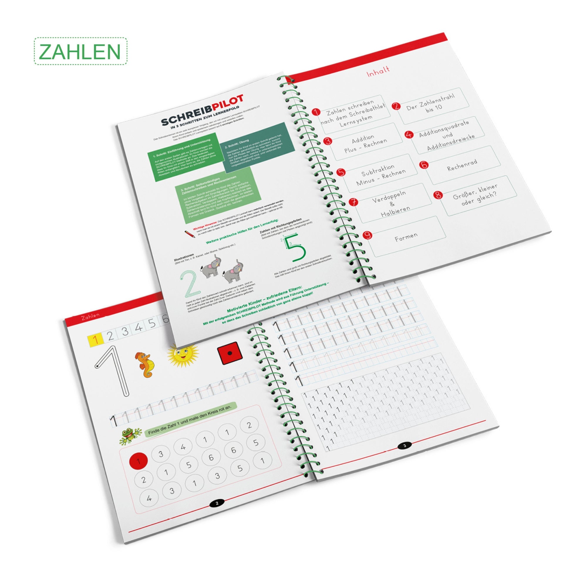 Heft-Set Buchstaben, Zahlen & Wörter mit Bleistift/Radiergummi - DIN-A4 zum Schreibenlernen mit Zahlenübungen und kindgerechten Illustrationen.