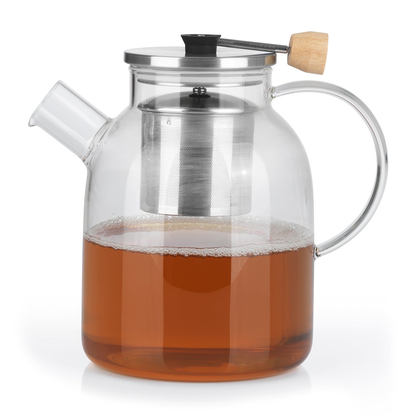 TEEKANNE Glaskanne mit Teesieb - 1,5 l aus Borosilikatglas mit Edelstahl-Teesieb und Bambusgriff, bis zu 12 Tassen Tee.