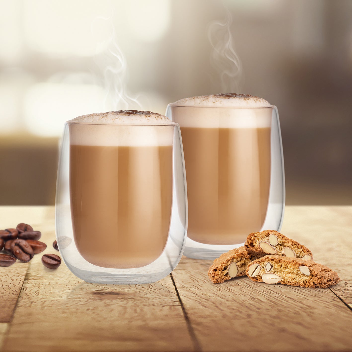 Cappuccino Thermogläser - 6er-Set aus doppelwandigem Borosilikatglas, 250 ml, wärmeisolierend, ideal für heiße und kalte Getränke.