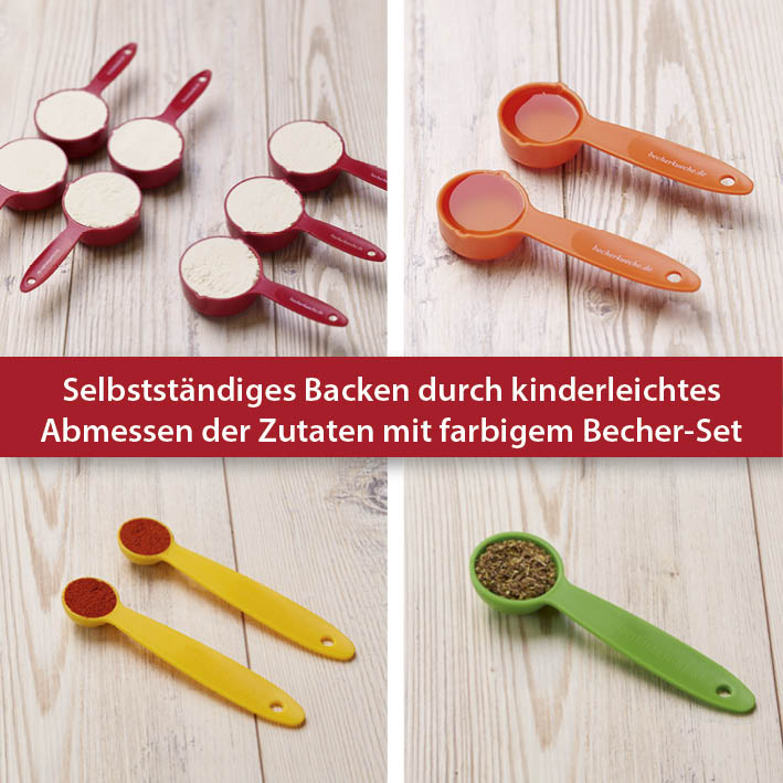 Rezeptbuch inkl. Messbecher-Set - Band 5 - Ofen-Rezepte für die ganze Familie (DIN-A5) mit bunten Messbechern für kinderleichtes Backen