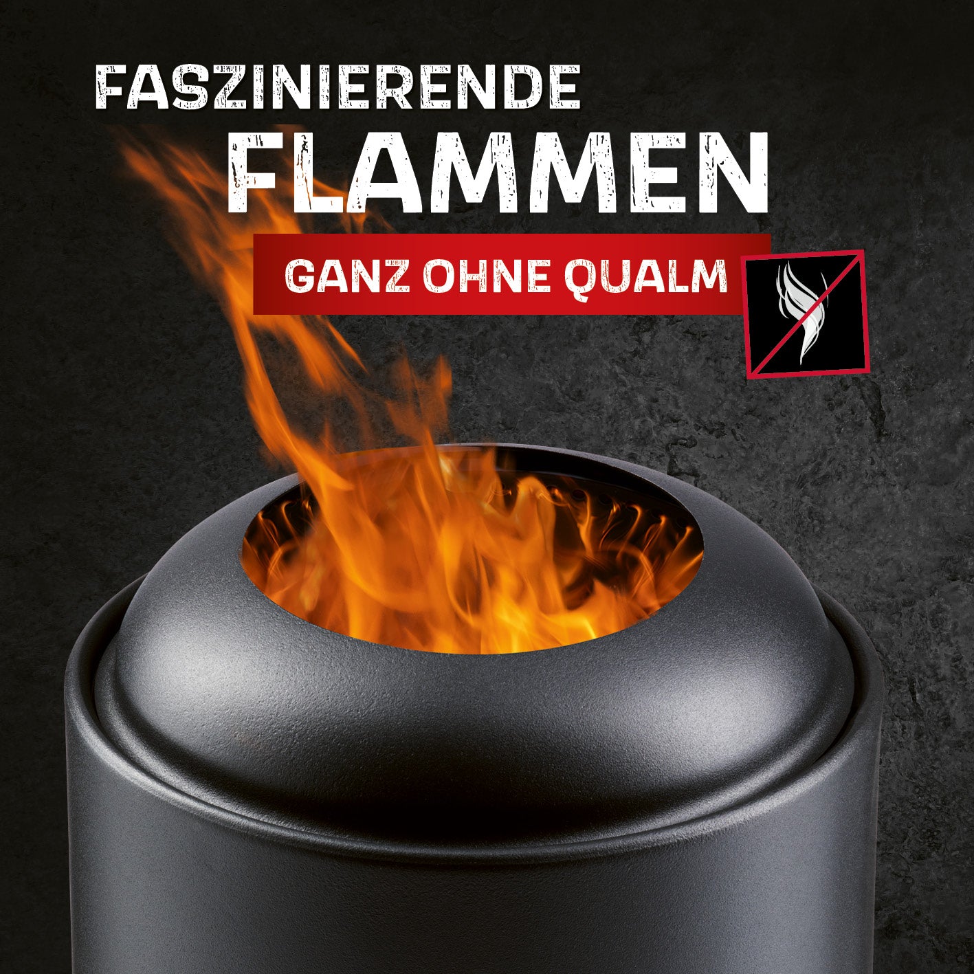 Feuerkorb raucharm - Ø 18 cm - Schwarz mit kompakter Bauweise und minimaler Rauchentwicklung für den ganzjährigen Outdoor-Einsatz.