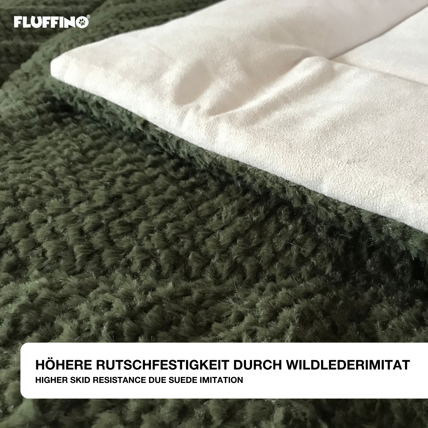 Hundedecke/Hundekissen - Wildlederimitat - Größe S (73 x 45 cm) - grün, weich, flauschig und rutschfest durch Wildlederimitat.
