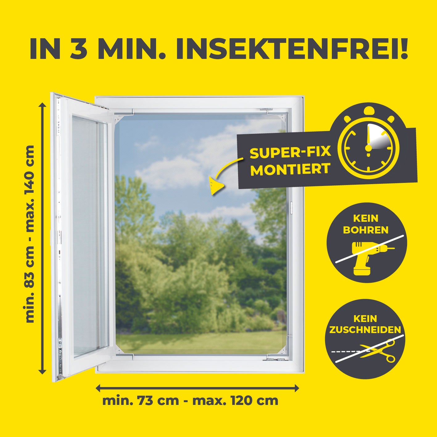 Teleskop-Insektenschutzgitter mit integriertem Netz - 2er-Set, flexibel ausziehbar, ohne Bohren und Zuschneiden, schnell montiert.