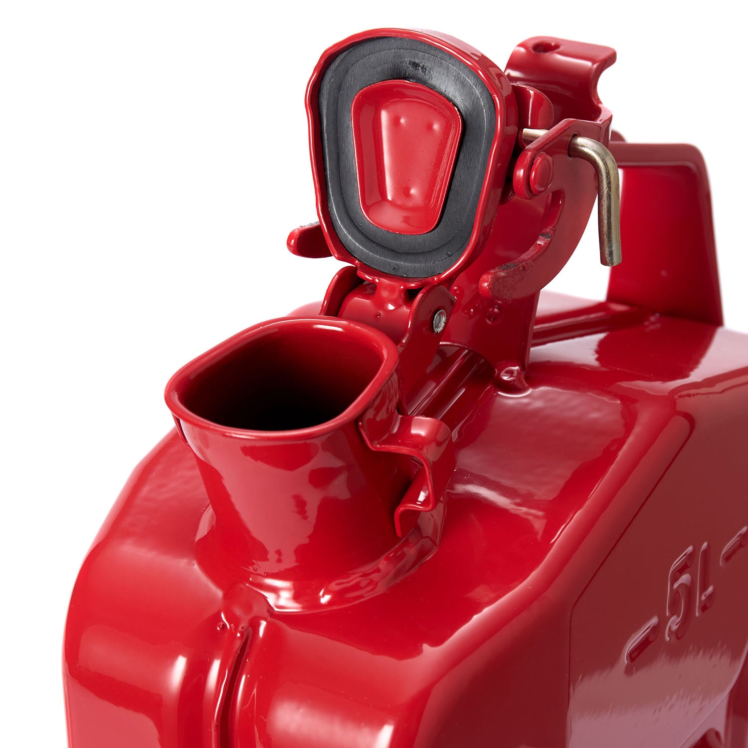 Metall Benzinkanister 5l - Rot mit UN-Zulassung, pulverbeschichtetem Korrosionsschutz, ideal für Benzin- und Dieseltransport.