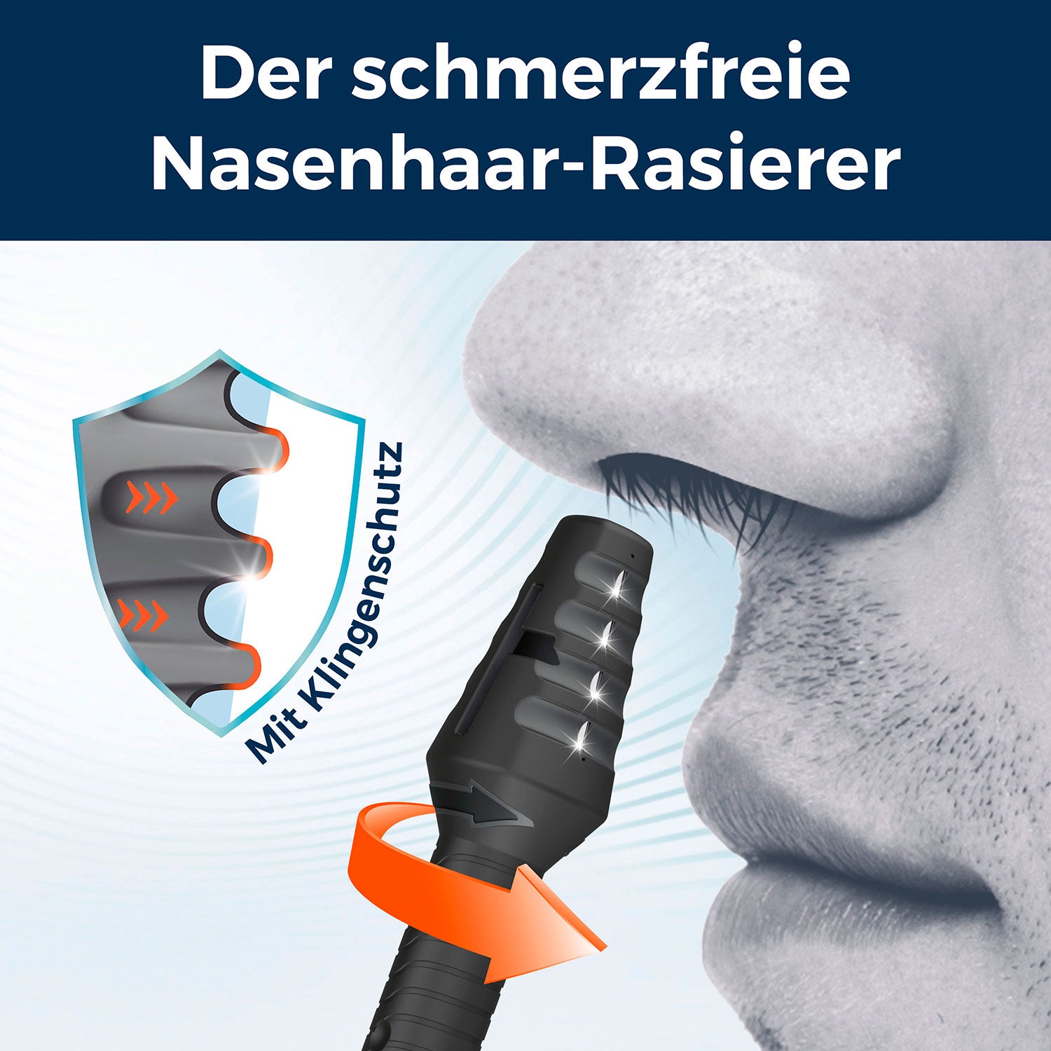 Nasenhaartrimmer - Nasierer 2.0 mit innovativem Klingenschutz für präzises und schmerzfreies Nasenhaarrasieren.
