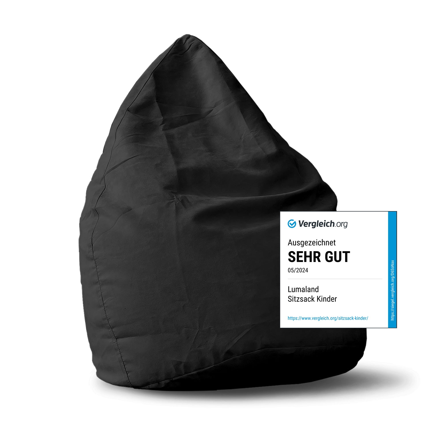 Luxury XL Sitzsack (120 L) von Lumaland in Schwarz, bequemer Sitzsack für Indoor, ideal zum Entspannen und Chillen.