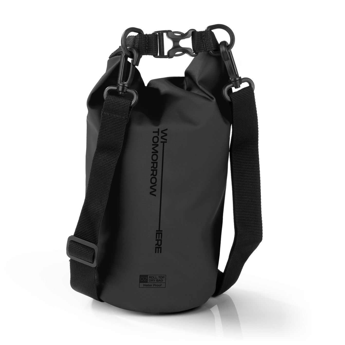 Dry Bag 2L - Style 02 - Schwarz, wasserdichter, robuster Rucksack mit Rolltop und verstellbarem Schultergurt für Outdoor-Abenteuer.