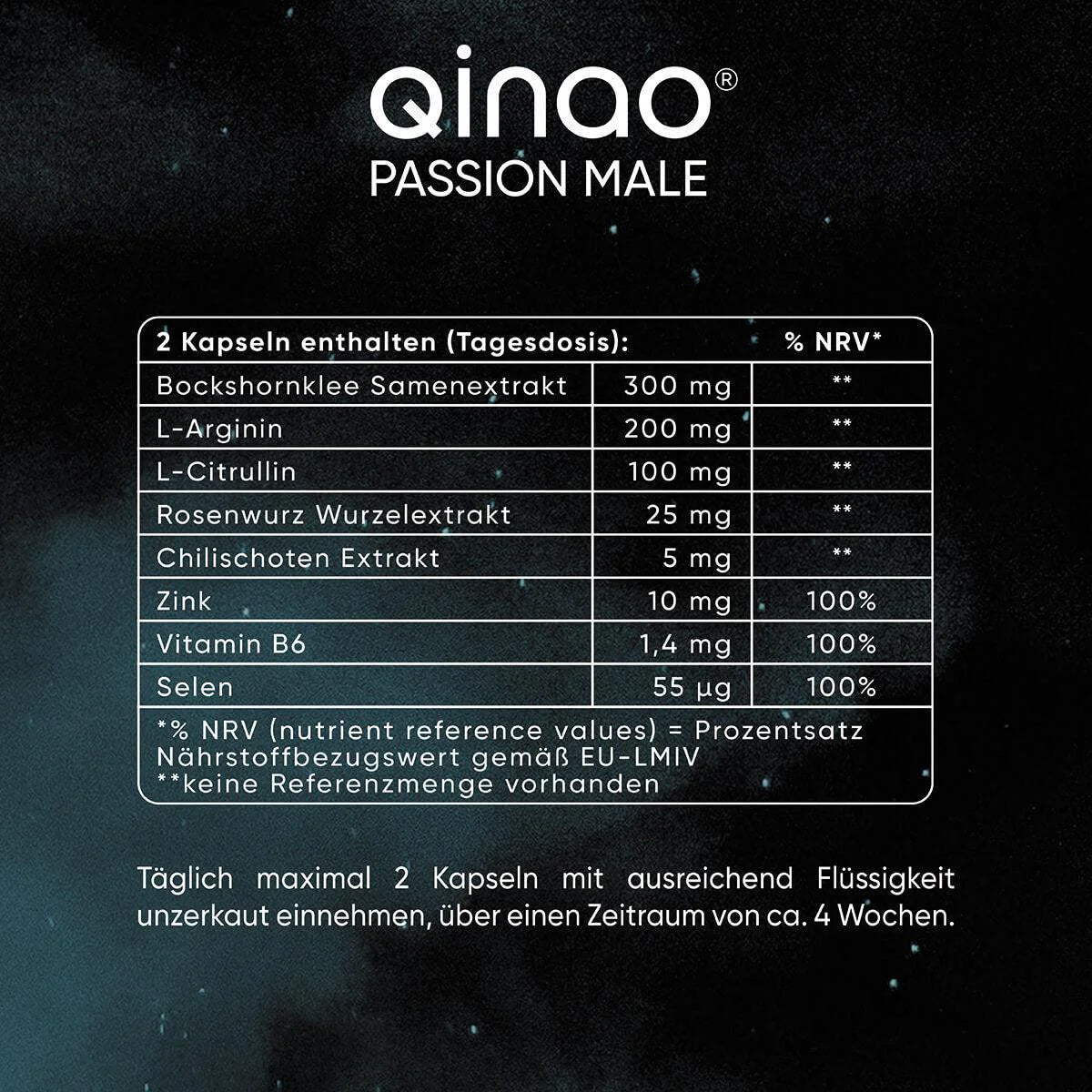 Nahrungsergänzungsmittel PASSION MALE - 2er-Set mit Bockshornklee, Rosenwurz, Chili, Magnesium, Zink und Vitamin B6.