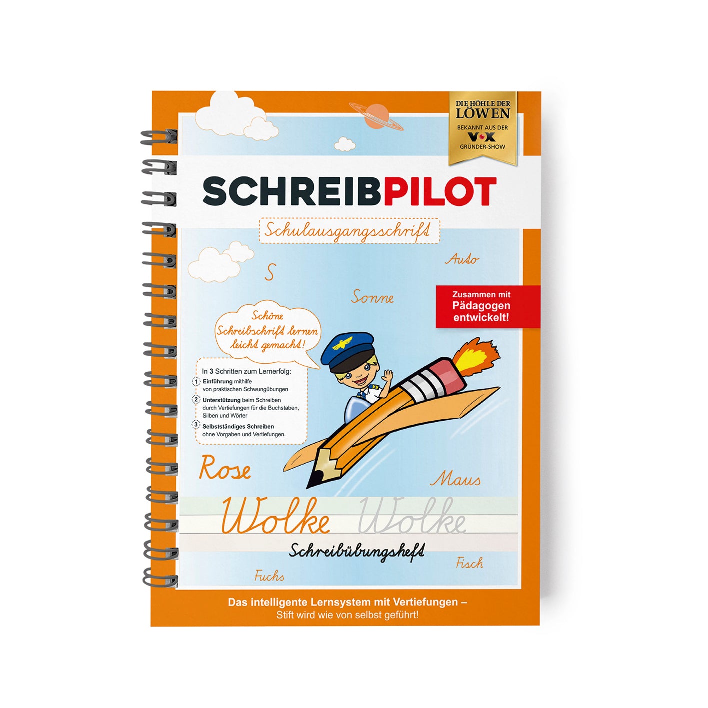 Heft Schreibschrift - Schulausgangsschrift - mit Bleistift und Radiergummi - DIN-A4 zum Schreibenlernen zuhause.