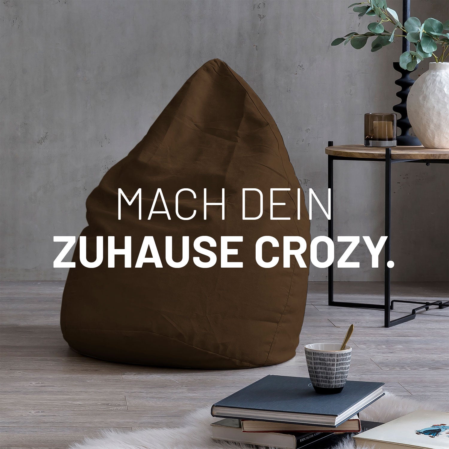 Luxury XL PLUS Sitzsack (220 L) Braun, ergonomisch, mit hochwertiger EPS Füllung, ideal für gemütliches Sitzen indoor und waschbarem Bezug.