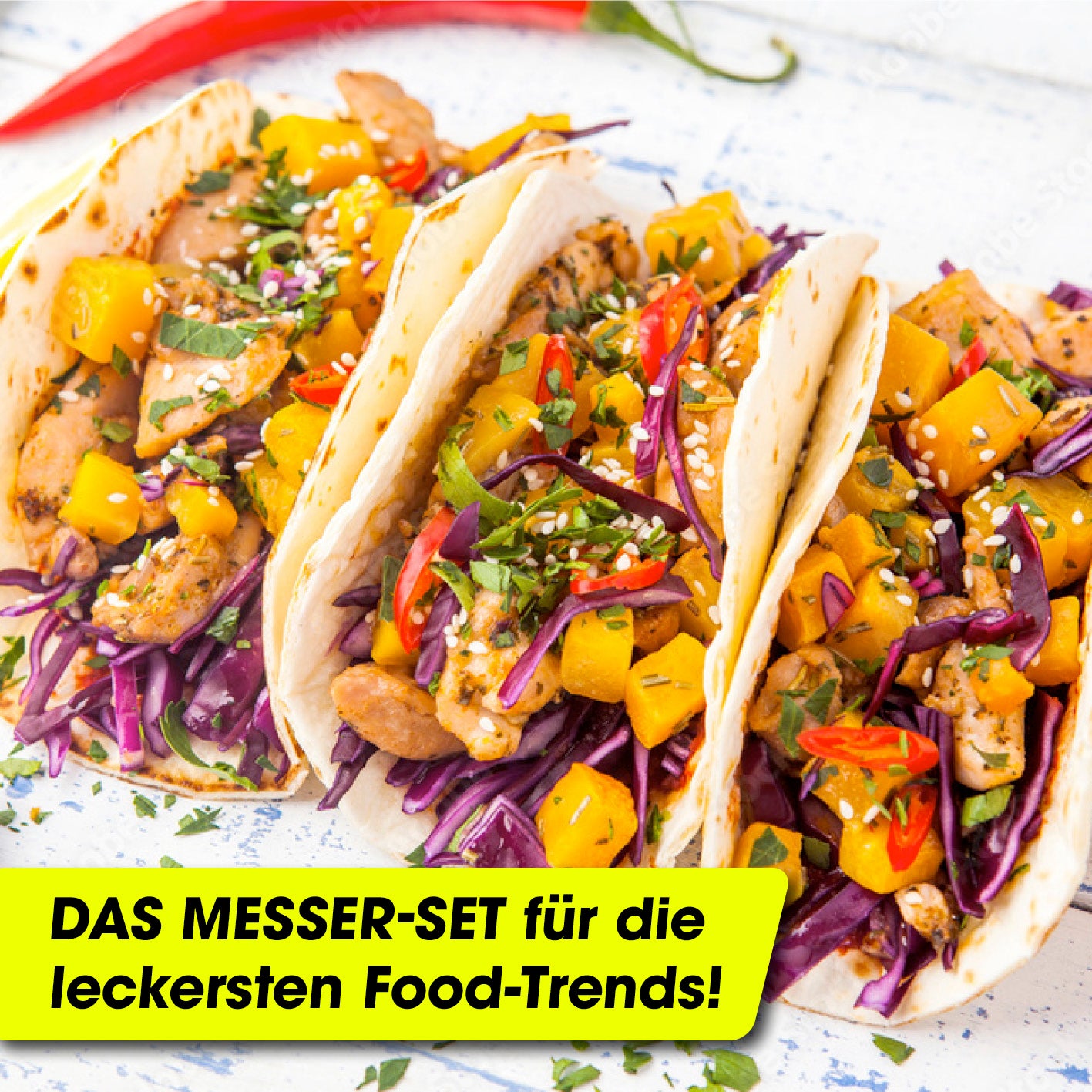 Messerset inkl. Sparschäler - 6-tlg. mit Antihaft-Klingen für leichtes Schneiden und modernes, zeitloses Küchen-Design.