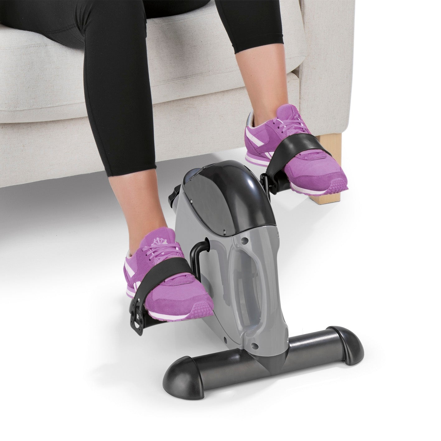 Mini-Trainer mit Metallschwungrad - grau/schwarz für effektives Arm- und Beintraining mit Trainingscomputer und Widerstandsregulierung.