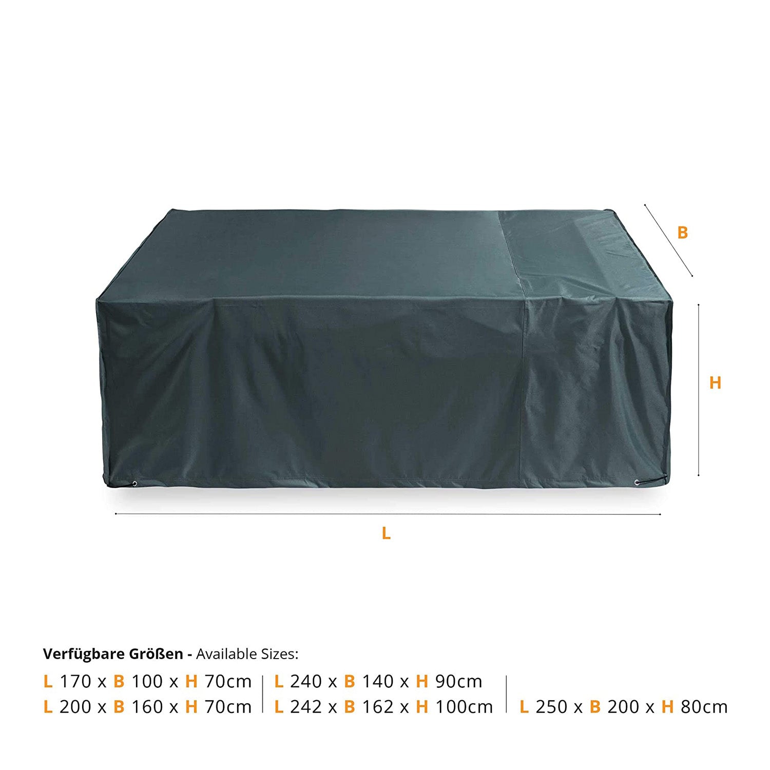 Abdeckplane für Gartenmöbel - 240 x 140 x 90 cm - Grün/Grau, wasserabweisend, UV-beständig, reißfest, schützt vor Wetter und Schmutz.