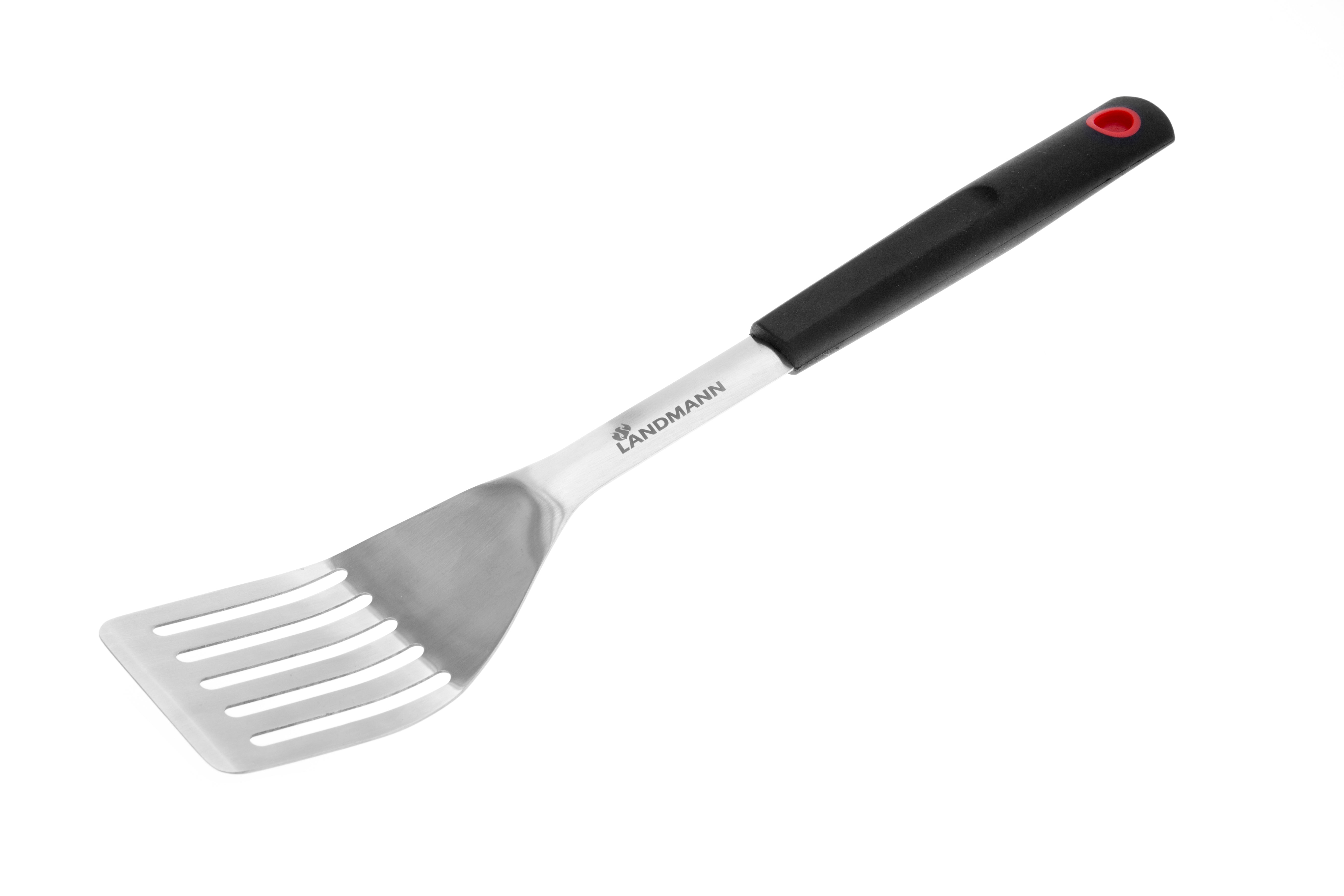 Grillwender Quality aus Edelstahl mit gummiertem Griff und ergonomischer Form für sichere und komfortable Handhabung beim Grillen.