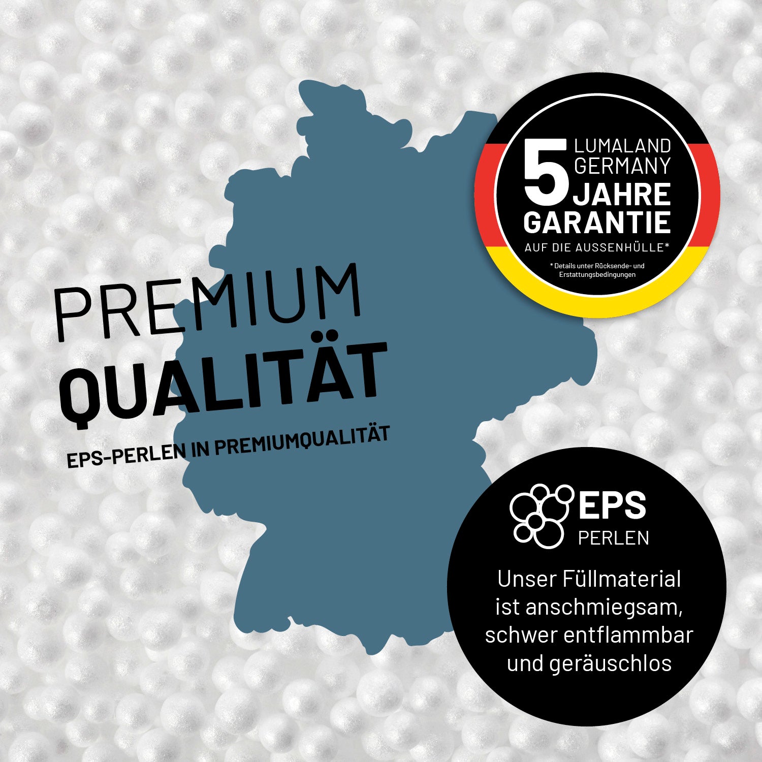 Sitzsack Classic XXL aus der LUMALAND Cord-Reihe - 380 L - 140 x 180 cm - Blau mit hochwertigen, anschmiegsamen EPS-Füllperlen und Premiumqualität.