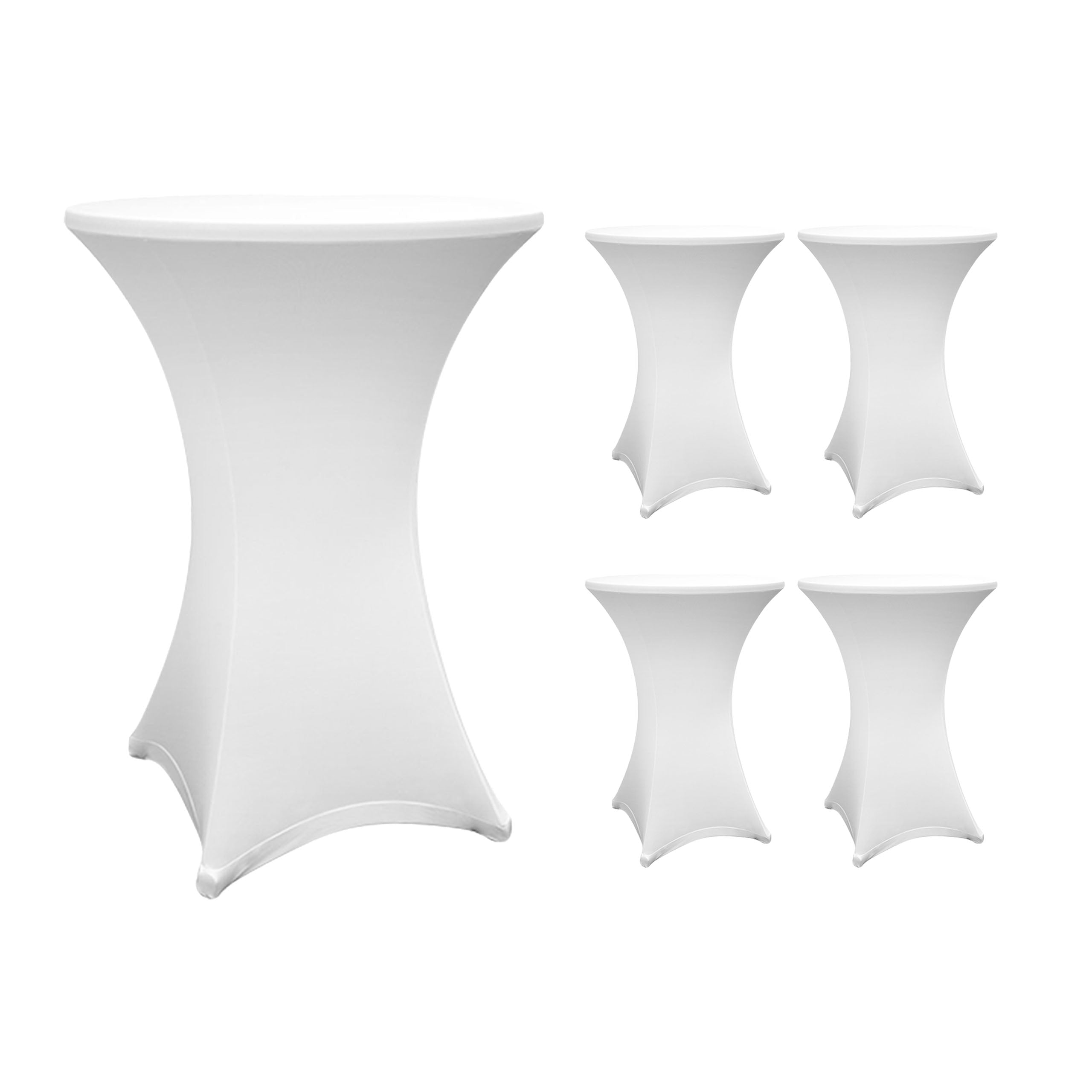 Stehtischhusse Tisch Bezug Husse Ø 70-75 cm Weiß 5er-Set, elastisch, schmutzabweisend, waschbar, für Stehtische und Bistrotische geeignet.