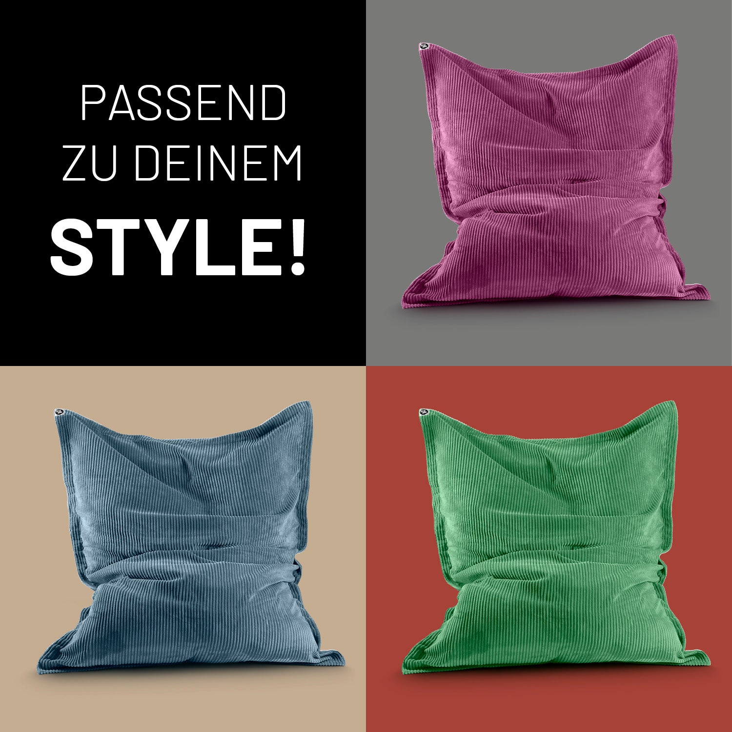 Sitzsack Classic XXL aus der LUMALAND Cord-Reihe - 380 L - 140 x 180 cm - Senfgelb mit trendigem Cord-Bezug in verschiedenen Farben.