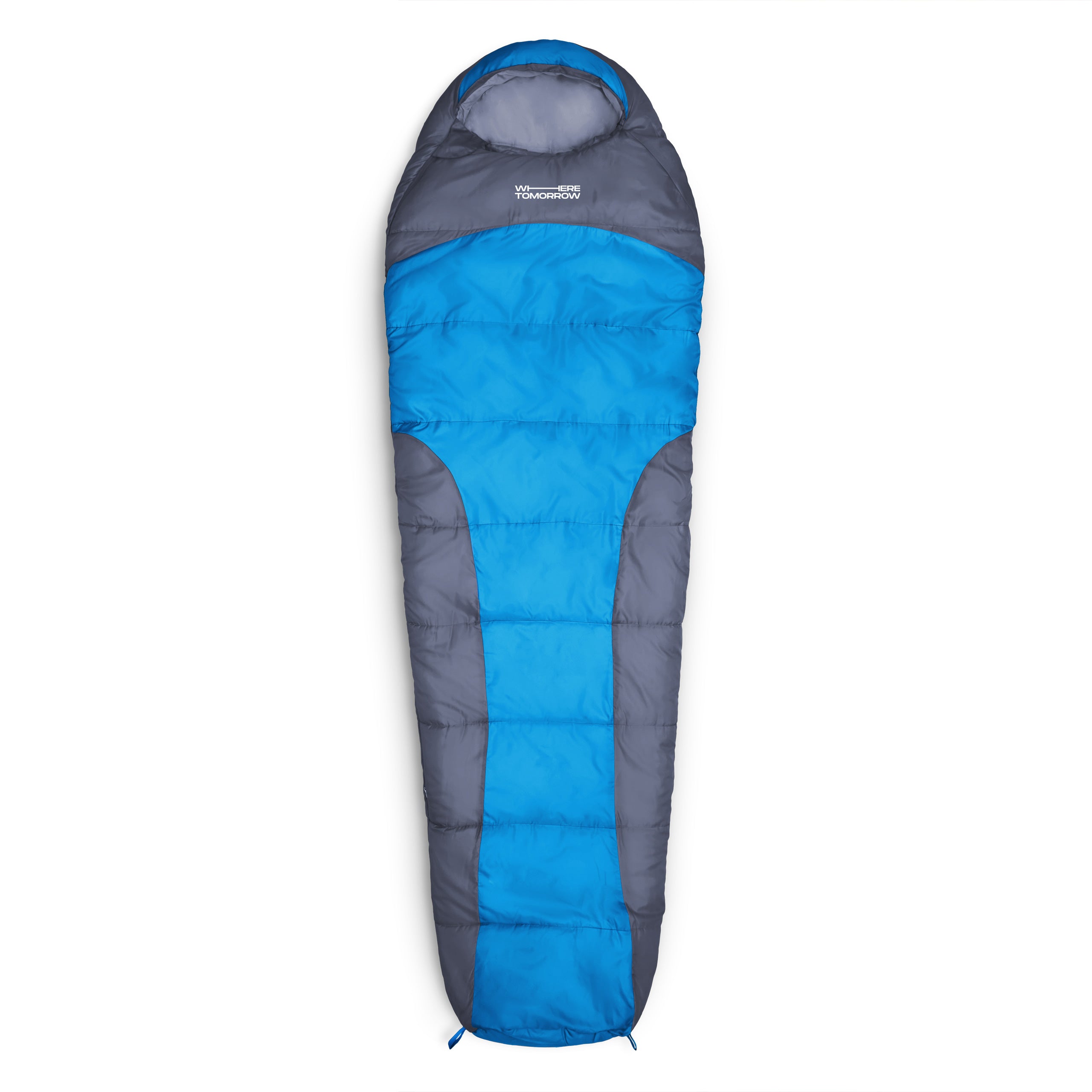 Camping Schlafsack Classic - Mumienschlafsack mit wasserabweisendem Außenmaterial und praktischer Tasche, 230 x 80 x 55 cm, Blau.