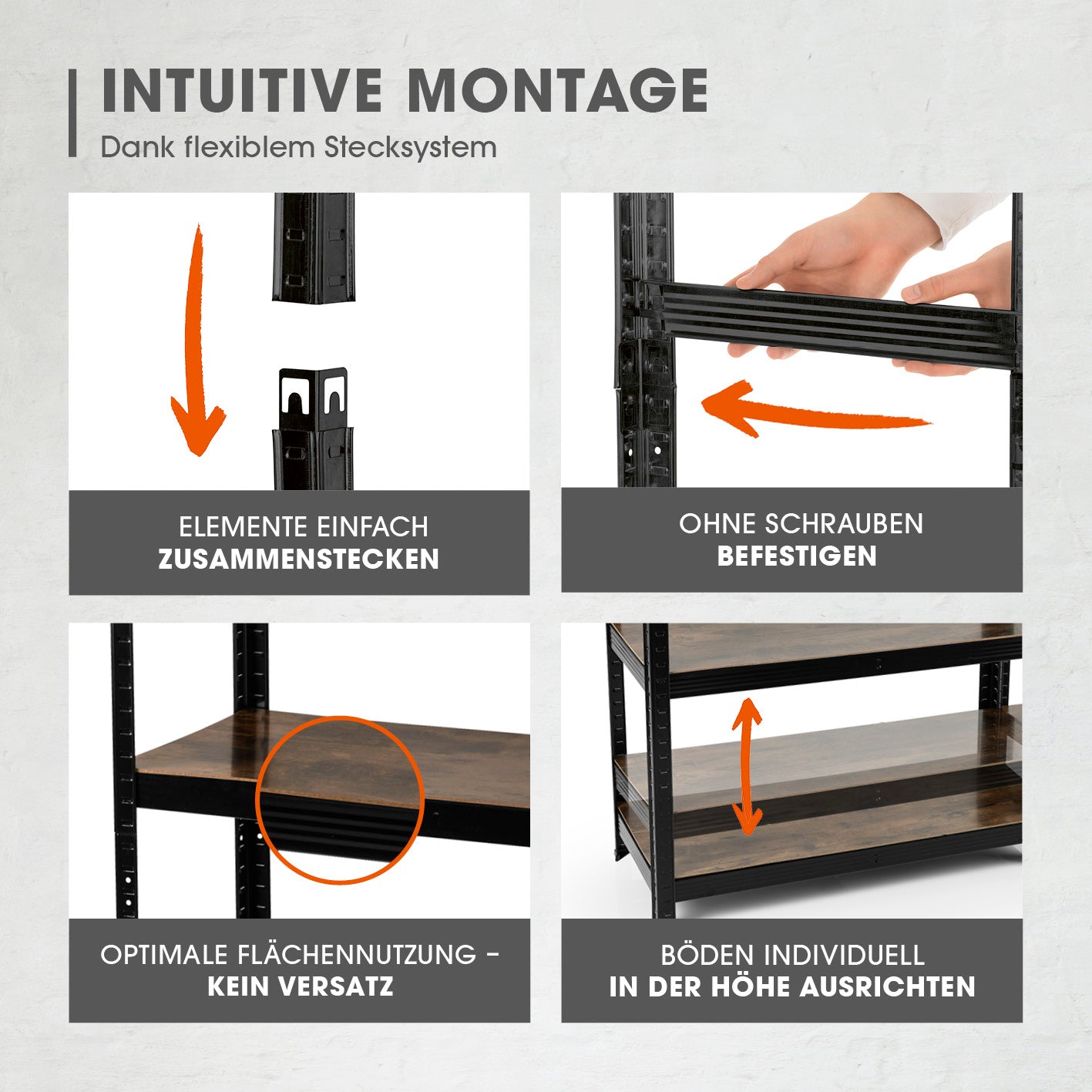2 in 1 Schwerlastregal & Werkbank - 2er-Set - 180 x 90 x 40 cm - Holzoptik mit flexiblem Stecksystem für einfache Montage ohne Schrauben.