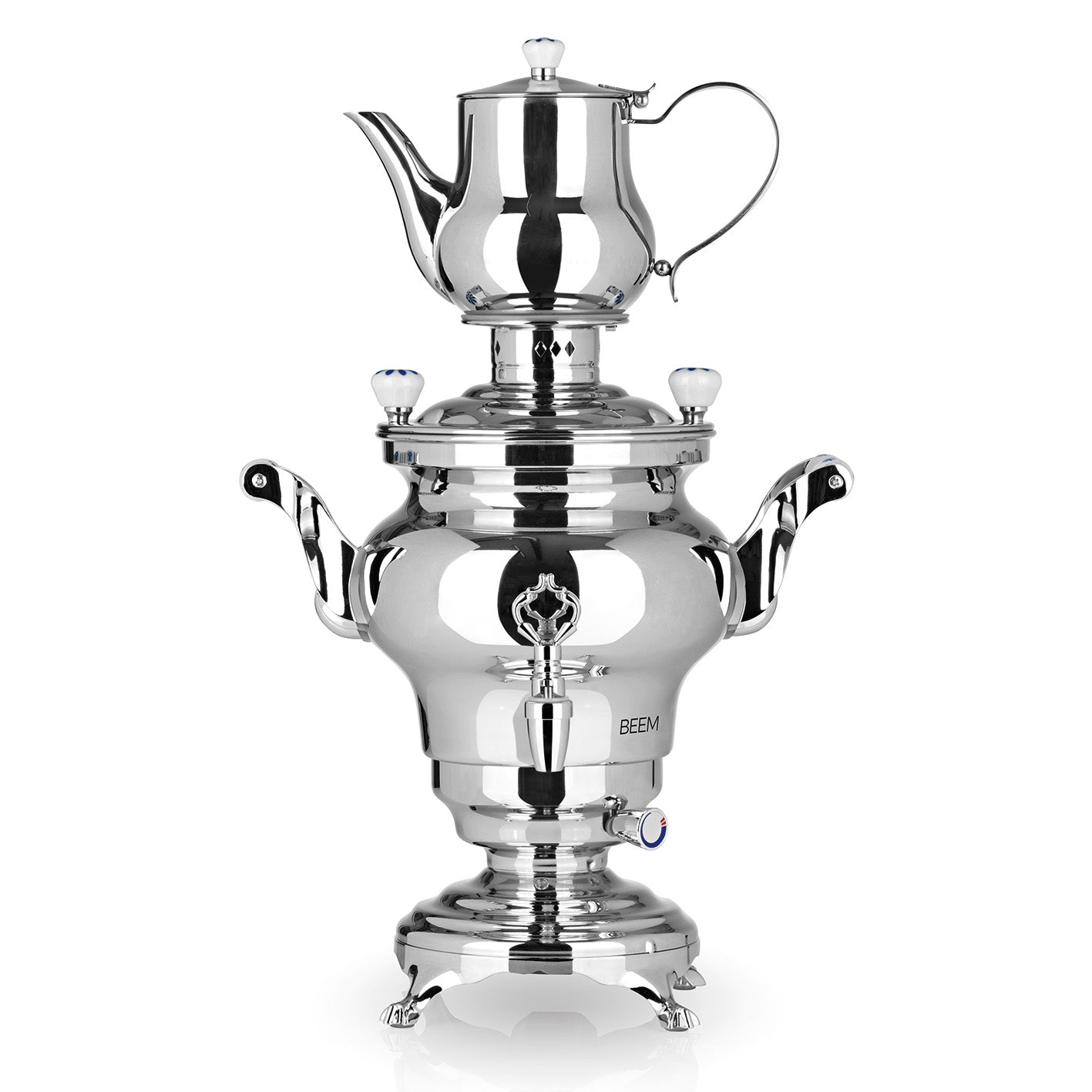 SAMOWAR Odessa-3 - 1800 W Edelstahl Samowar mit 3 l Wasserbehälter und 1 l Teekanne, stufenloses Thermostat, Trockenlaufschutz.