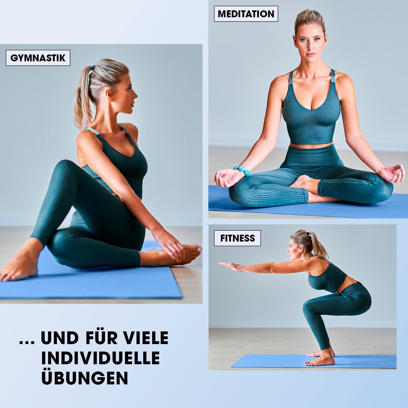 Fitness- und Gymnastikmatte - 183 x 61 x 1,5 cm - Blau für Gymnastik, Meditation und Fitness mit rutschfestem Material.