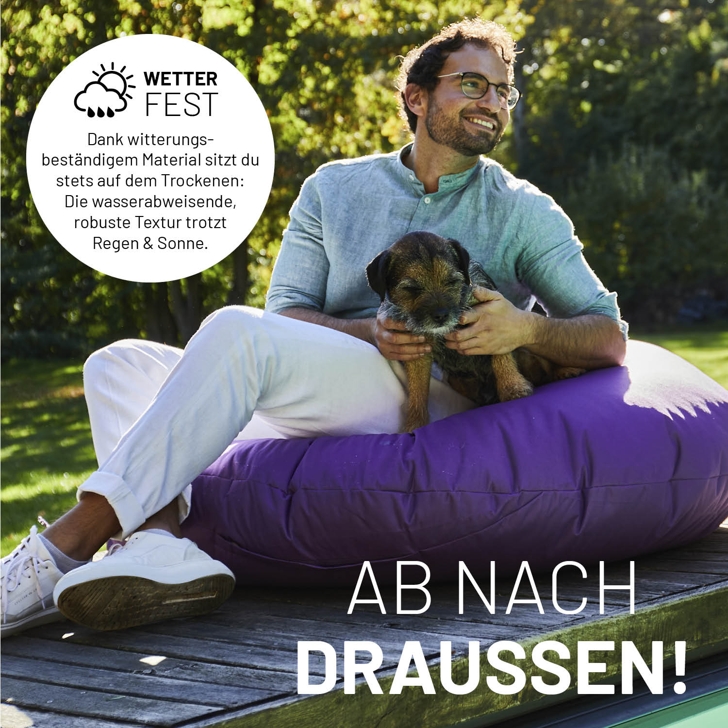 Sitzsack Drops (300 L) - indoor & outdoor - Anthrazit mit wetterfestem, wasserabweisendem Material für bequemen Sitzkomfort draußen und drinnen.