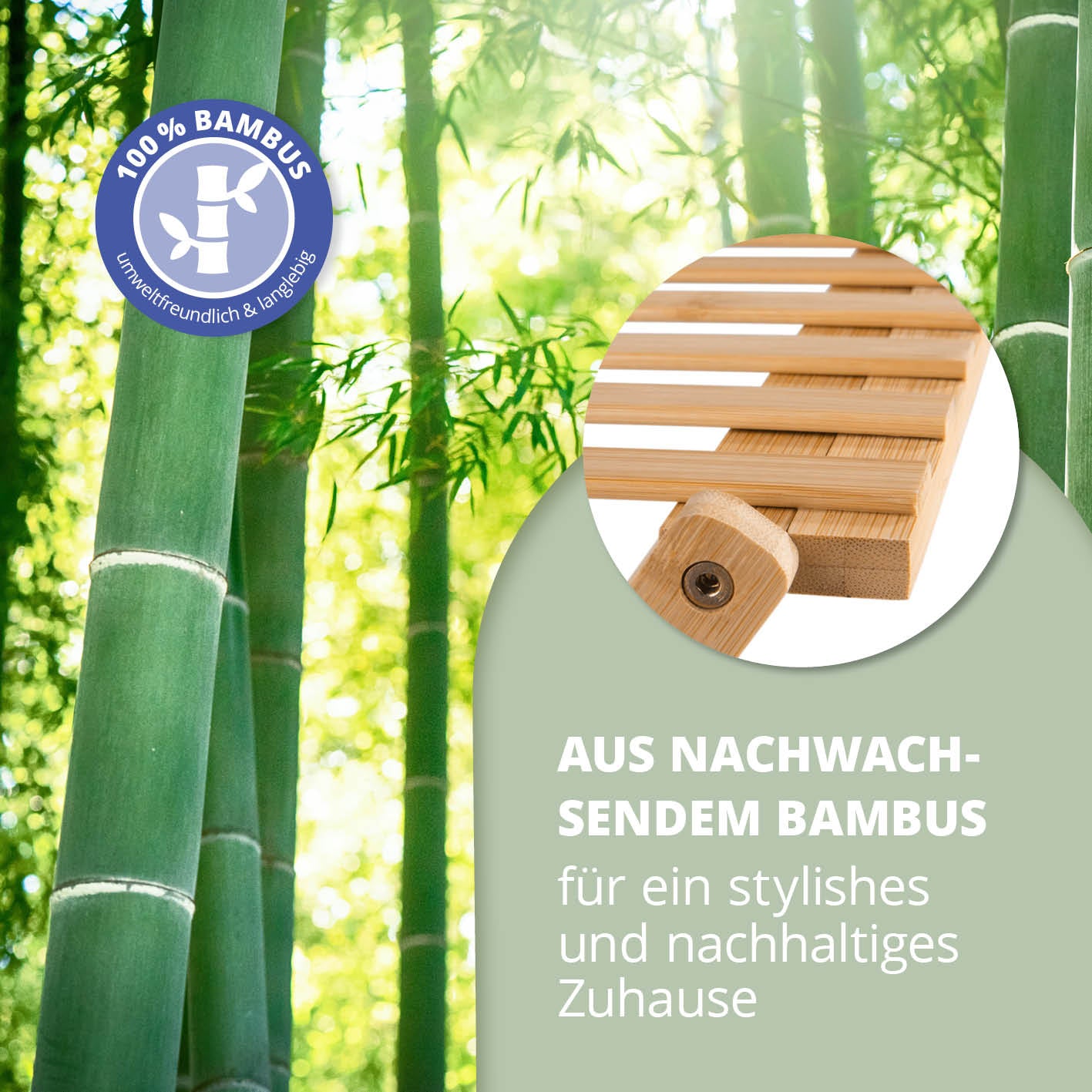 Bambusregal mit 4 Etagen aus nachhaltigem Bambus, platzsparend, leicht, ohne Montage, ideal für Bad, Küche, Büro und Kinderzimmer.