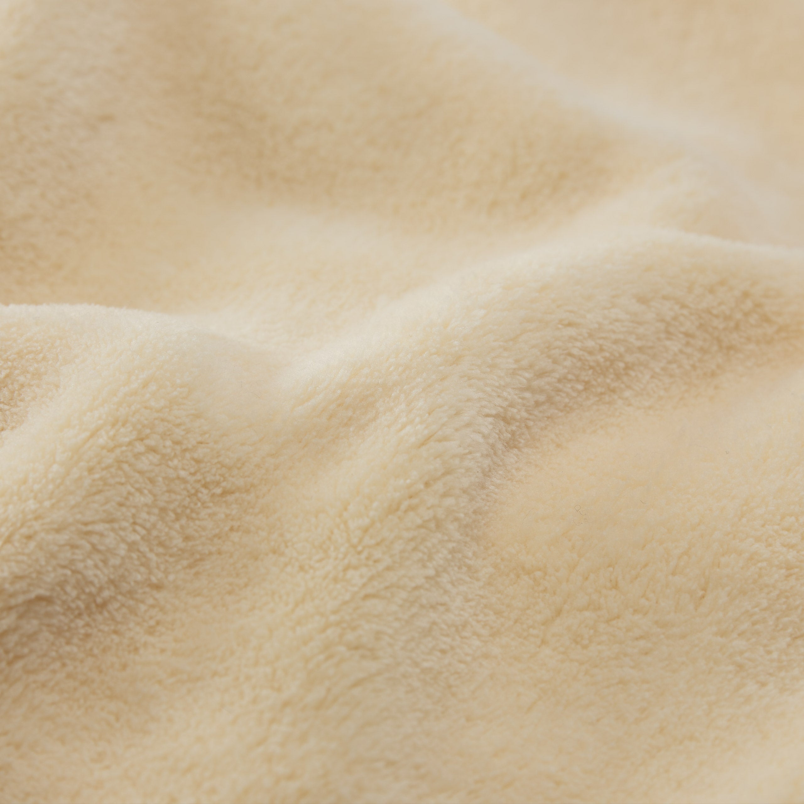 Luxury Mikrofaser Bademantel mit Kapuze für Damen und Herren - Creme - Größe S, weiches, flauschiges Coralfleece-Material.