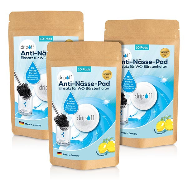 Anti-Nässe-Pad - Einsatz für WC-Bürstenhalter, saugt Tropfwasser auf, verhindert Pfützen und Gerüche, 30er-Set, Made in Germany.