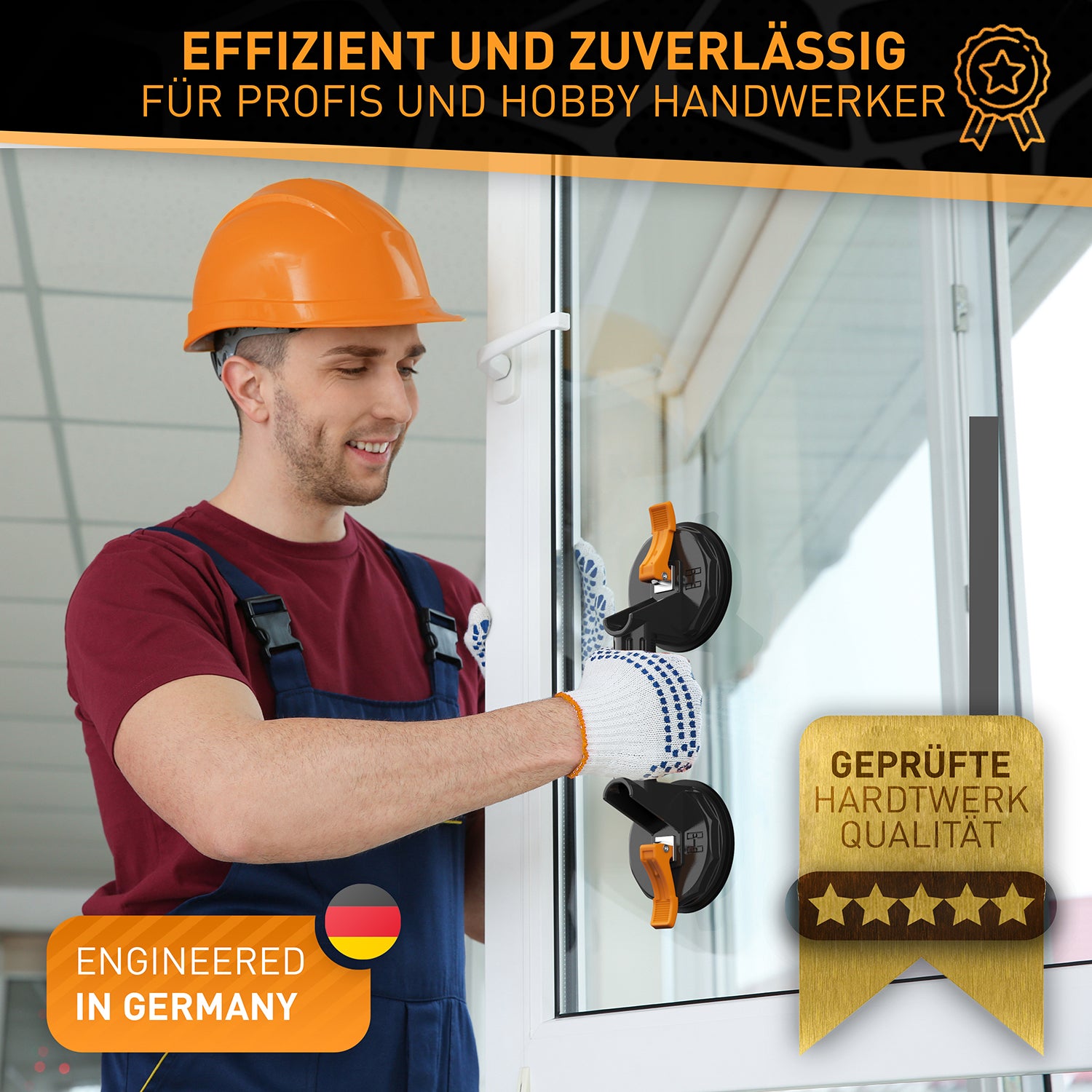 Multifunktionaler Saugheber - 2er Set mit ergonomischem Griff und hoher Tragfähigkeit, ideal für Glas, Laminat und Fliesenheben.