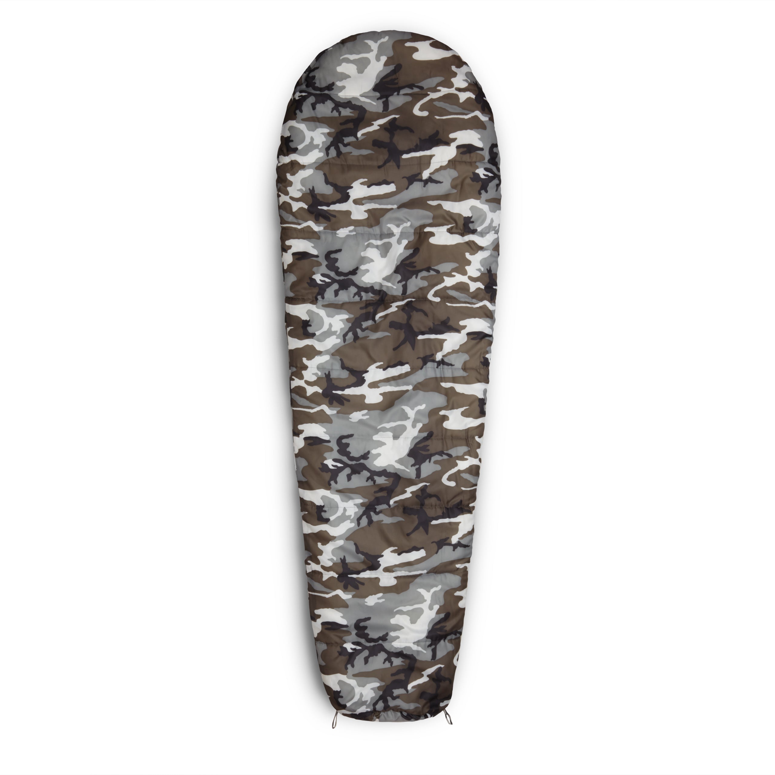 Camping Schlafsack Classic - Mumienschlafsack in Camouflage Grau, 230x80x55 cm, wasserabweisend und atmungsaktiv.