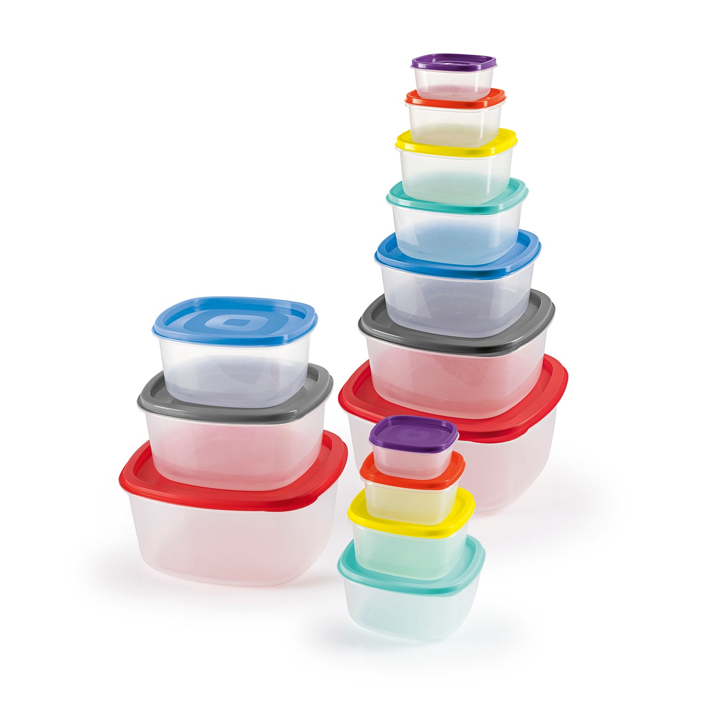 GOURMETmaxx Frischhaltedosen 28-tlg. mehrfarbig inkl. Deckel, stapelbar, luftdicht, 7 Größen für optimale Frische und Organisation.