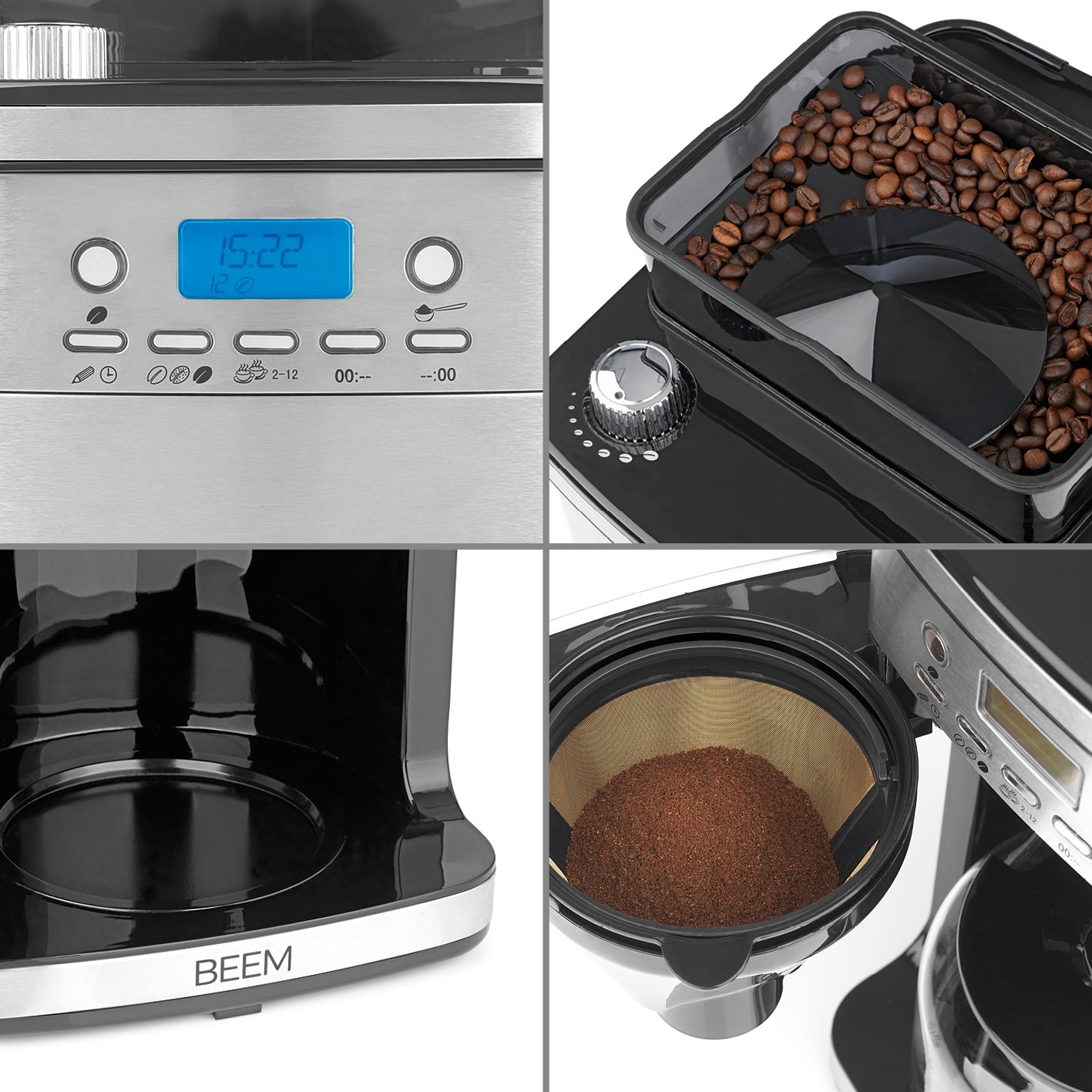 FRESH-AROMA-PERFECT SUPERIOR Filterkaffeemaschine mit Mahlwerk, Präzisionsmahlgrad, Timer, Glaskanne und Permanentfilter.